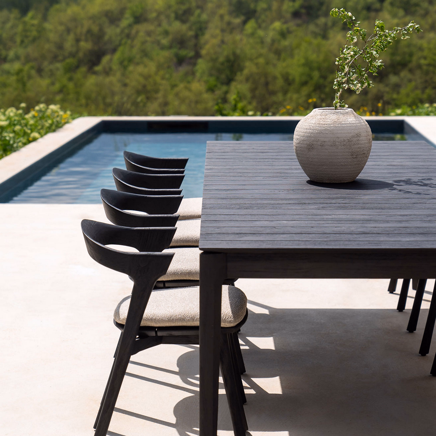 Bok Outdoor Dining Table 250x100cm Varnished Teak Black Rectangular