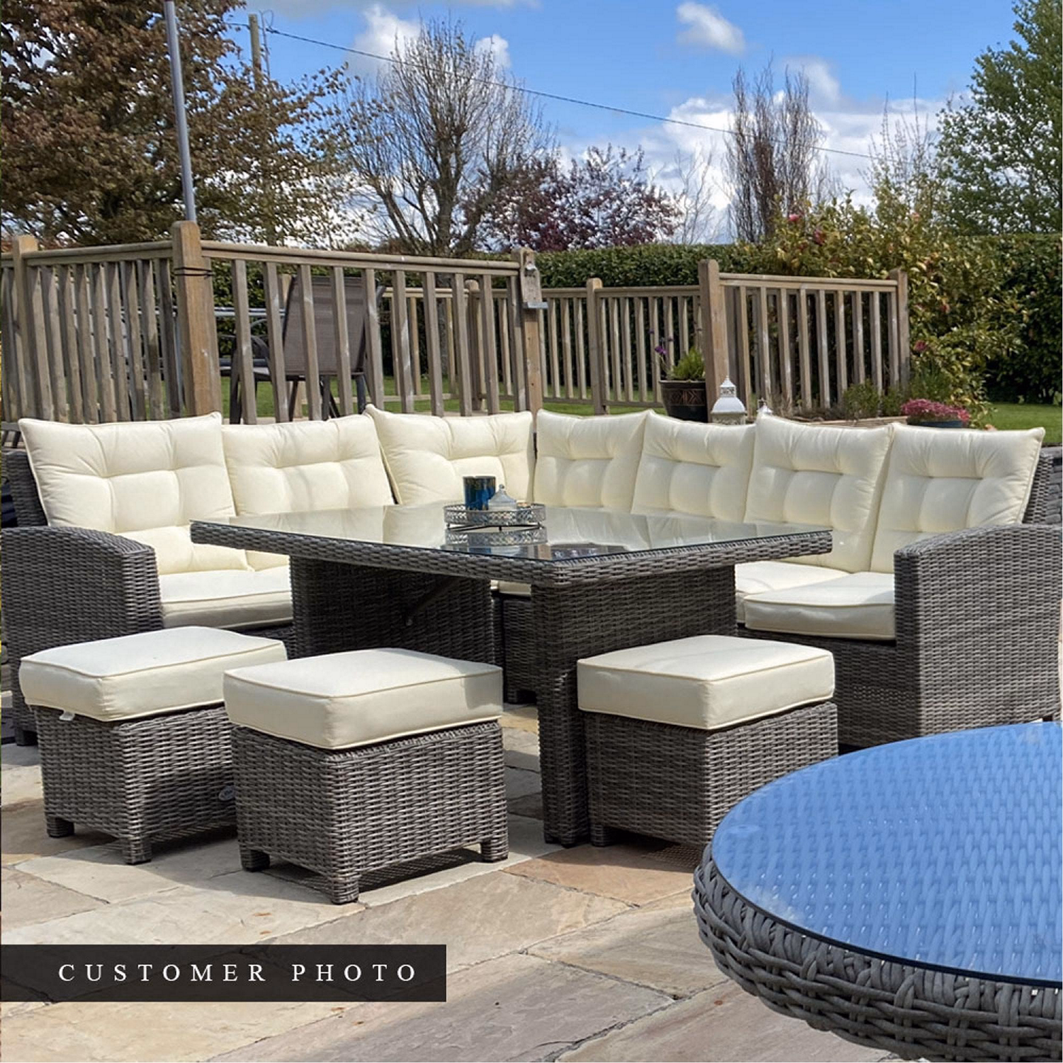 Oxford Corner Sofa Set with Rectangular Table Light Grey