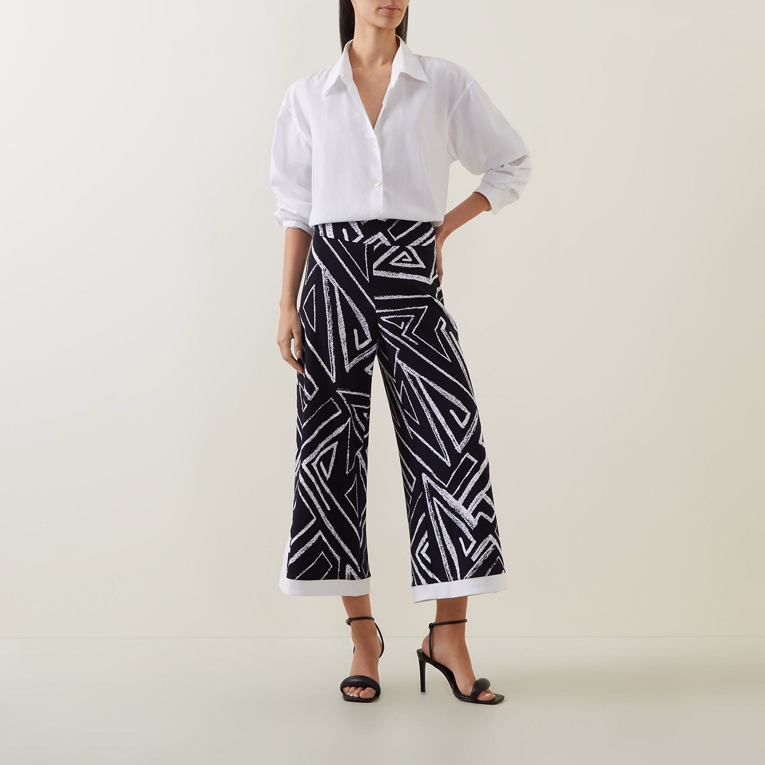 Abstract Print Wide Leg Trousers