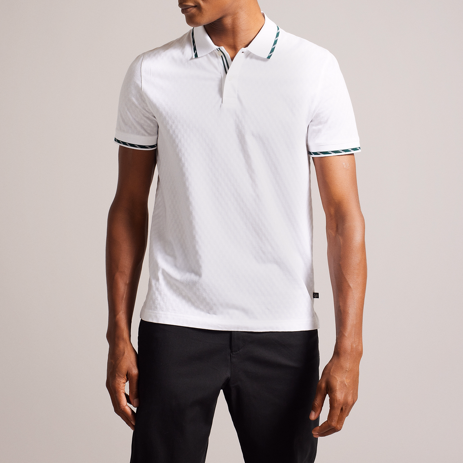 Colson Tonal Check Short Sleeve Polo Shirt