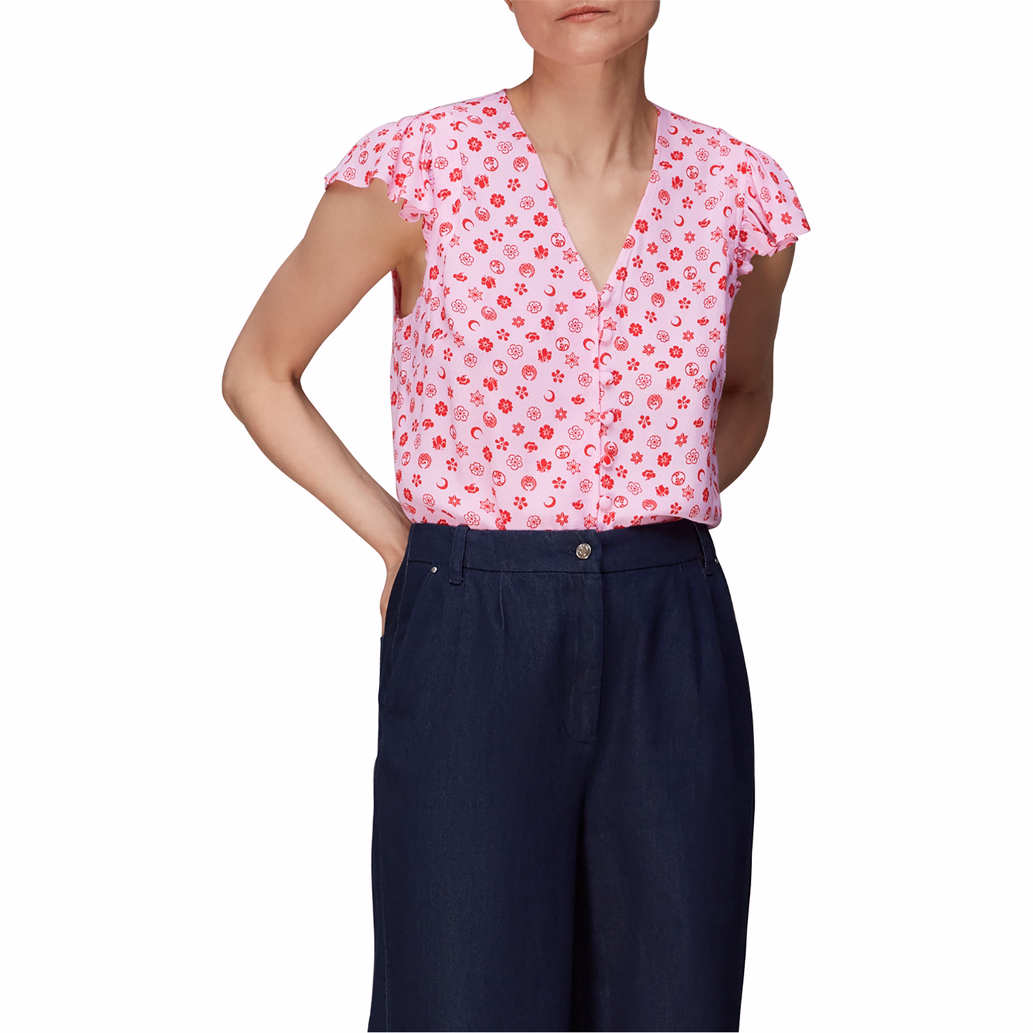 Moon Floral Button-Through Top