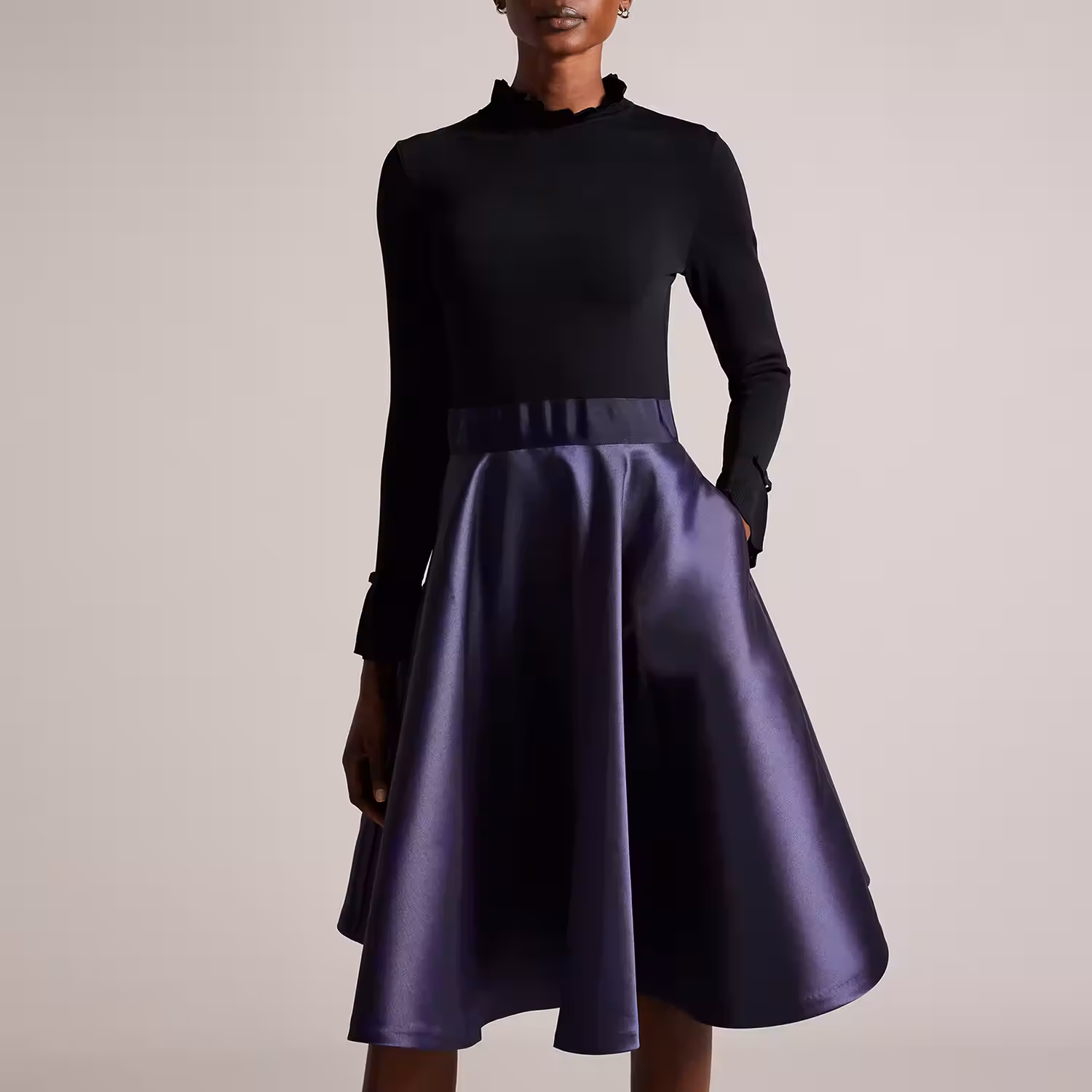 Zadi Knitted Frill Full Skirt Dress