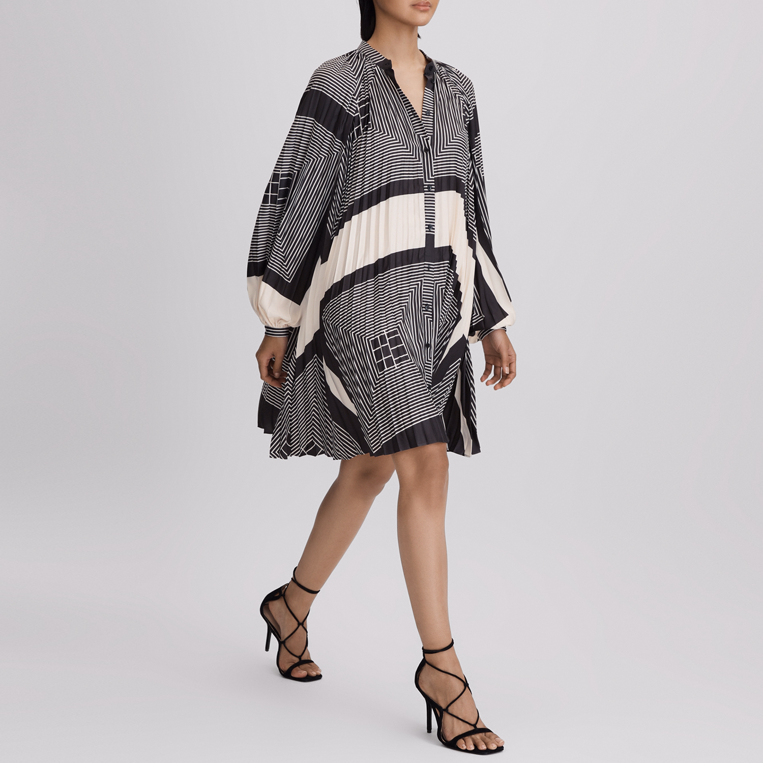 Bay Printed Pleated Mini Dress