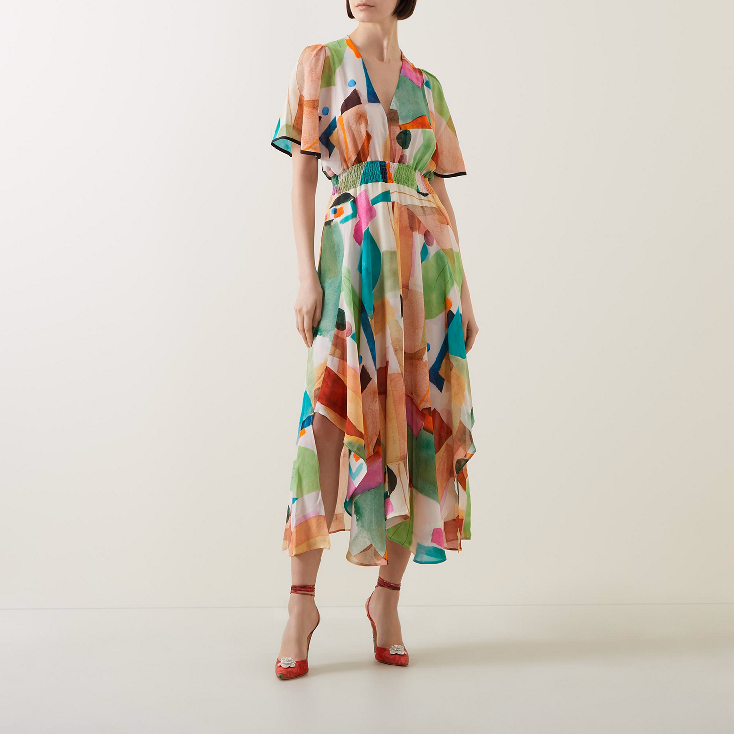 Caroline Shirred-Waist Dress