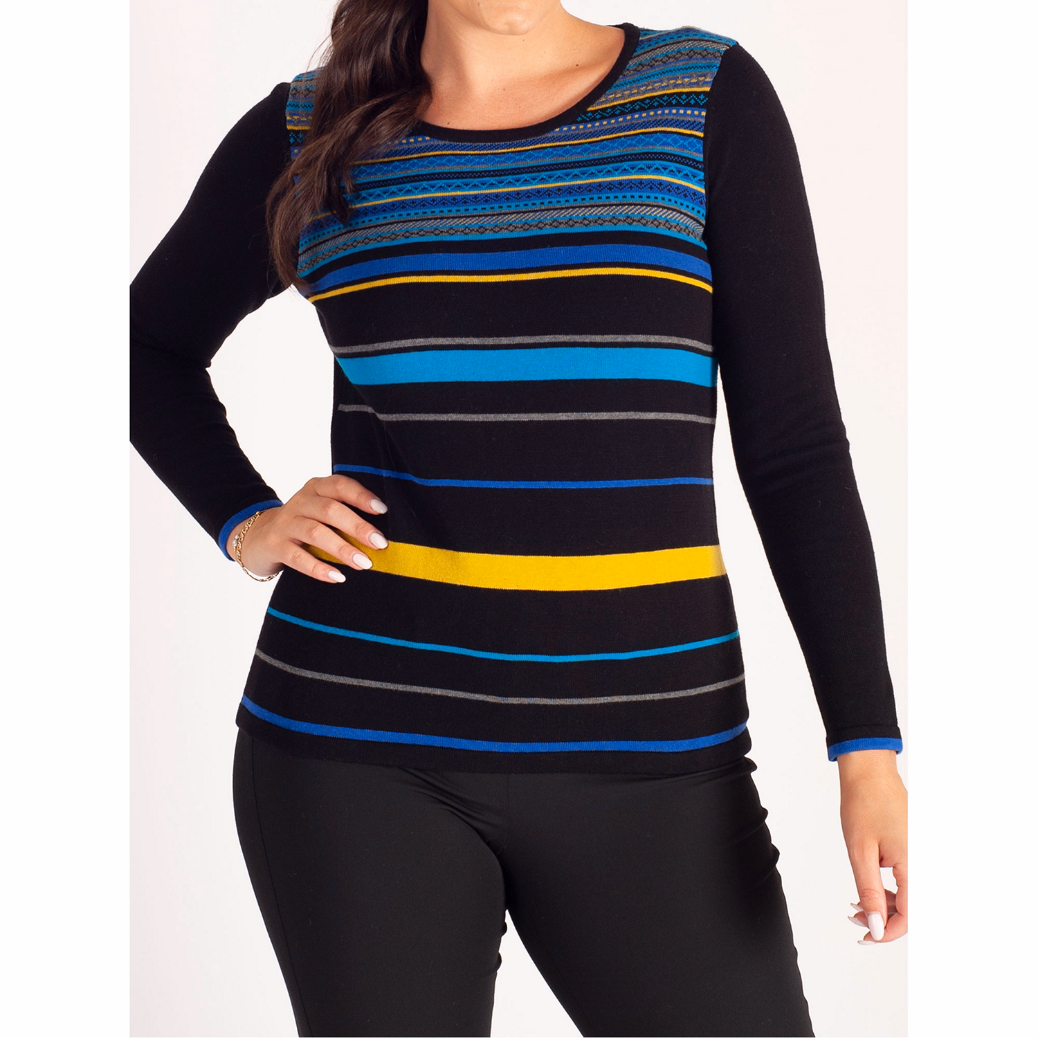 Stripe Sweater and Scarf Two-Piece Set