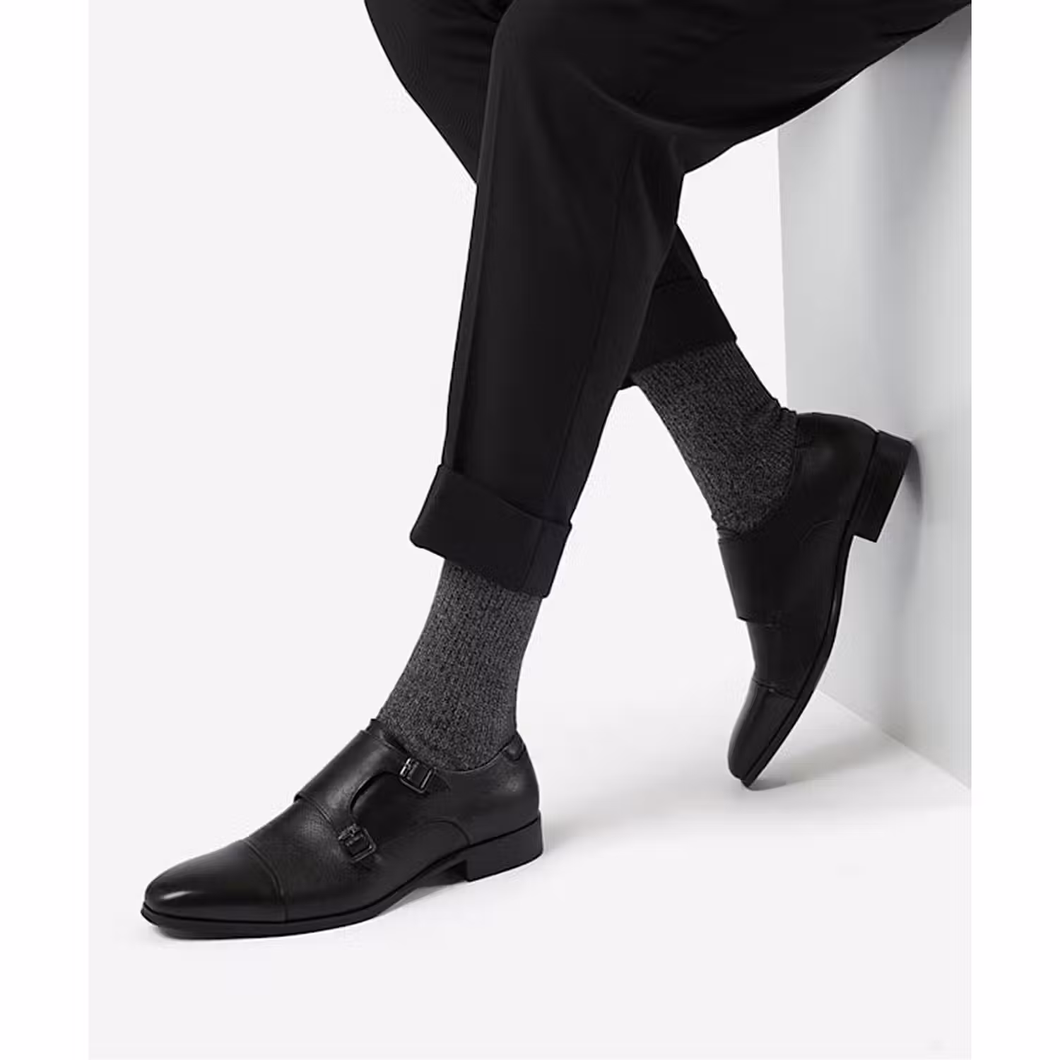 Score Buckle Saffiano Leather Shoes