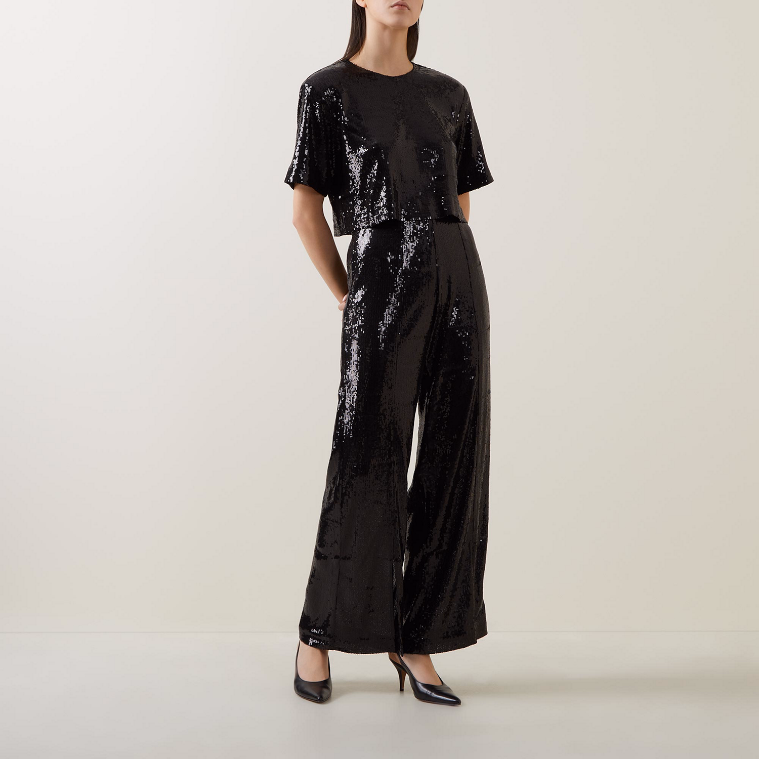 Soma Sequin-Embellished Wide Leg Trousers