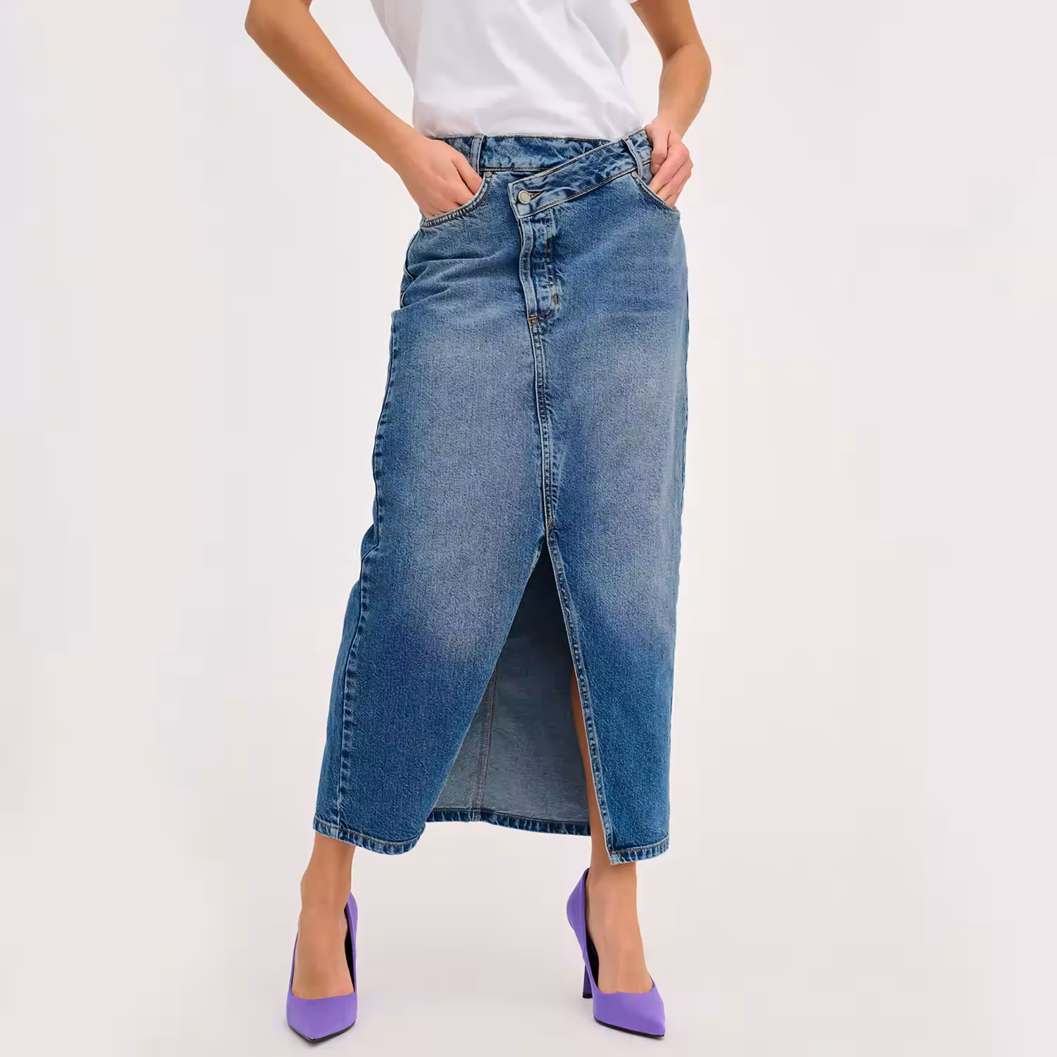 Louise Crossover Waist Denim Skirt