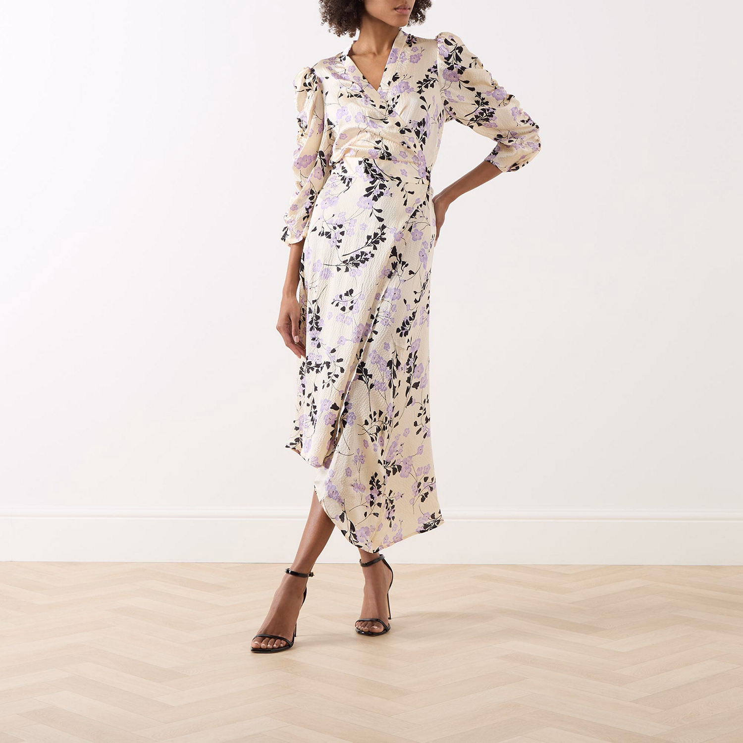 Olene Joe Floral Silk Wrap Dress
