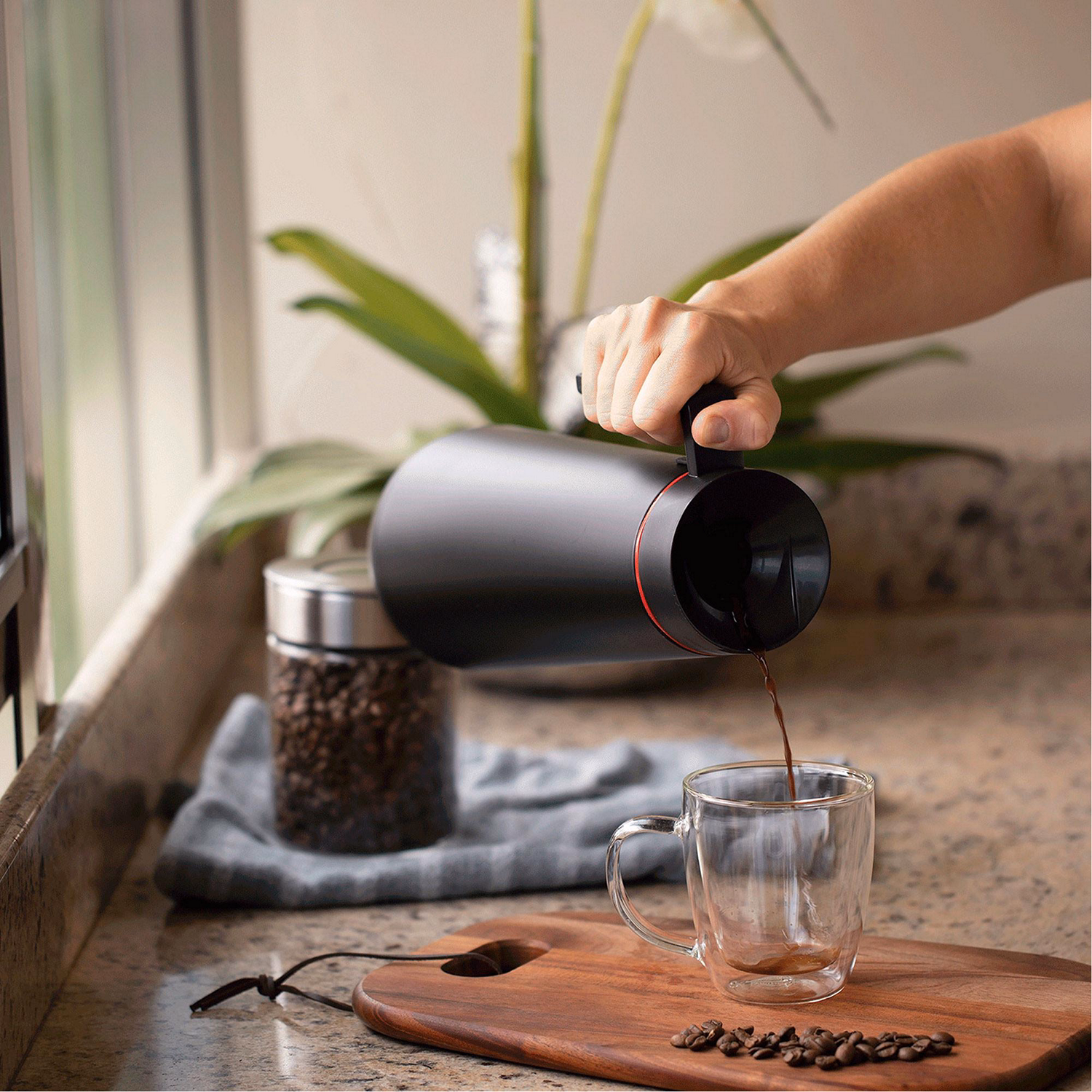 Stainless Steel Thermal Flask - Black, 1.0L