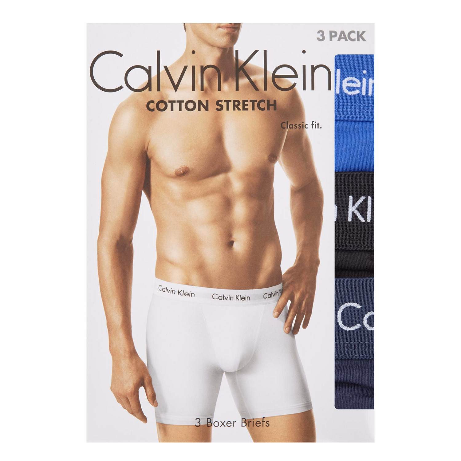 Three-Pack Cotton Stretch Trunks Blue