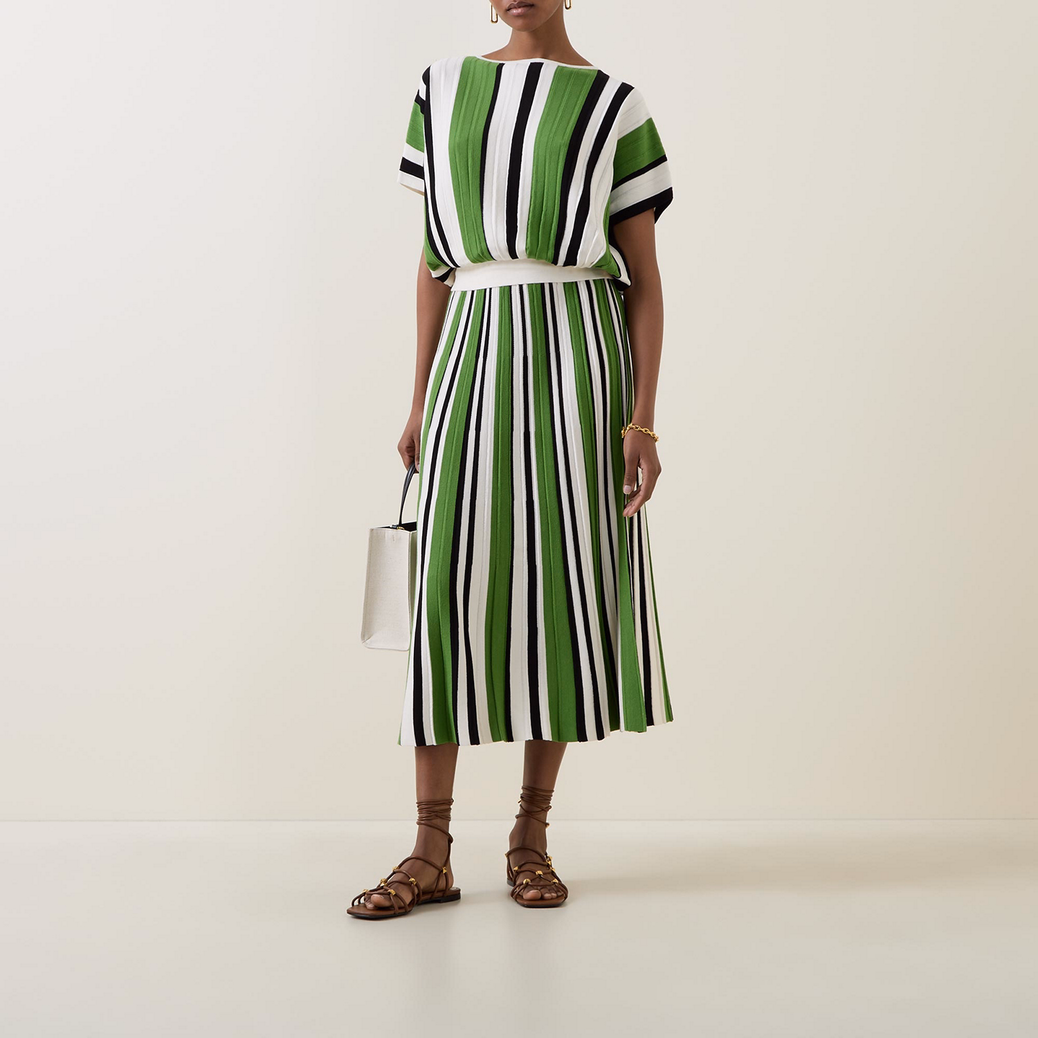 Spiga Short-Sleeve Striped Sweater