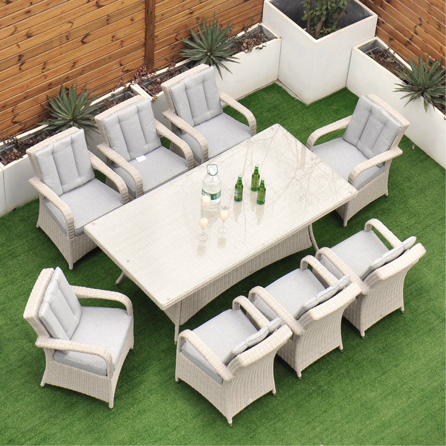 Sorrento 8 Seat Set with 160cm Rectangular Table White Washed