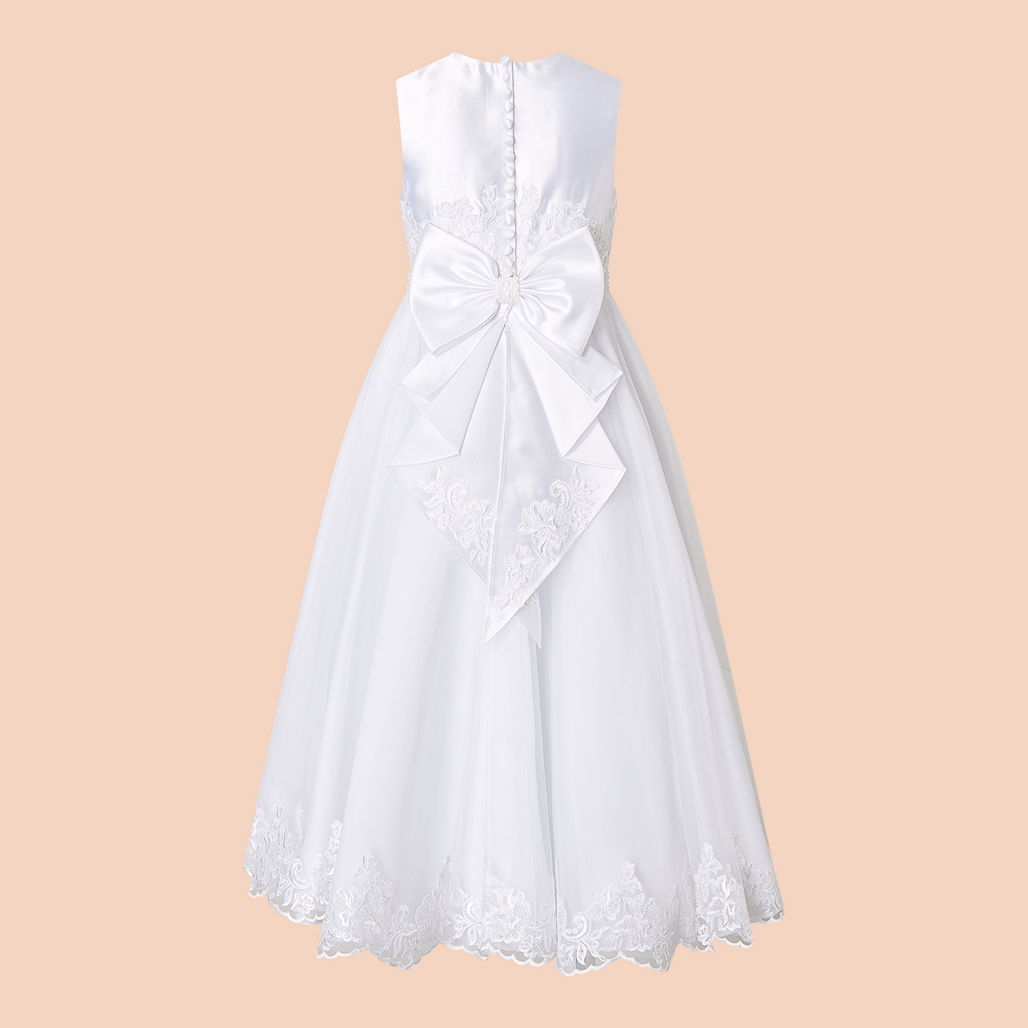 Sleeveless Embroidered Communion Dress