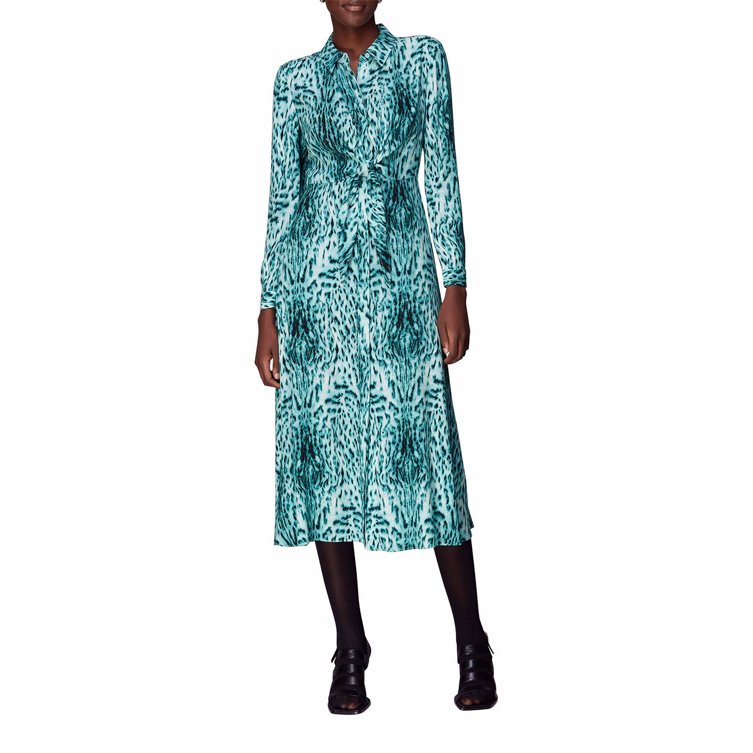 Brushed Leopard Tie Midi Dress