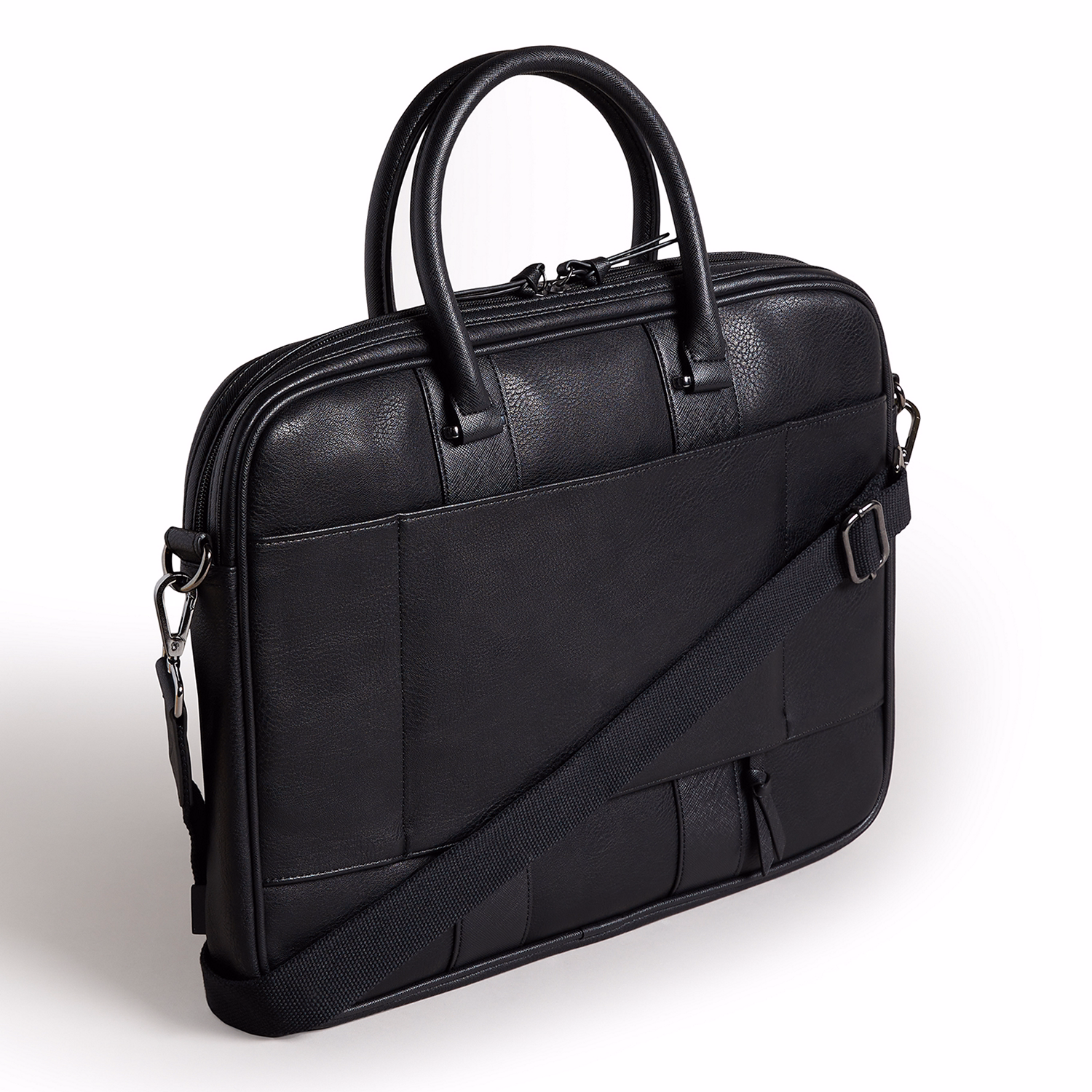 Nevver Striped Faux Leather Document Bag