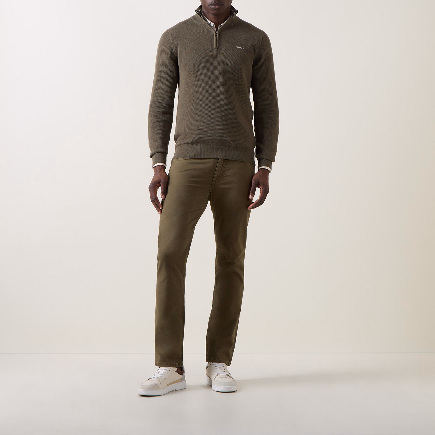 Pique Cotton Half-Zip Sweatshirt