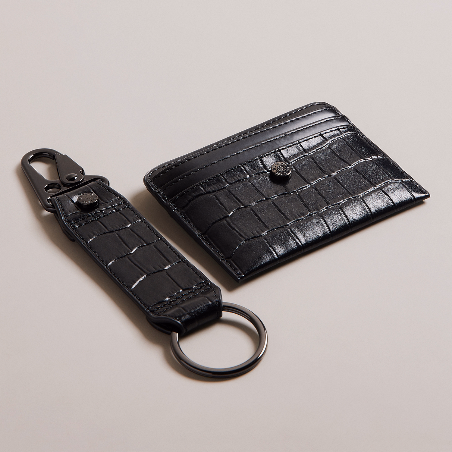Romaiin Croc-Effect Keyfob And Cardholder Set