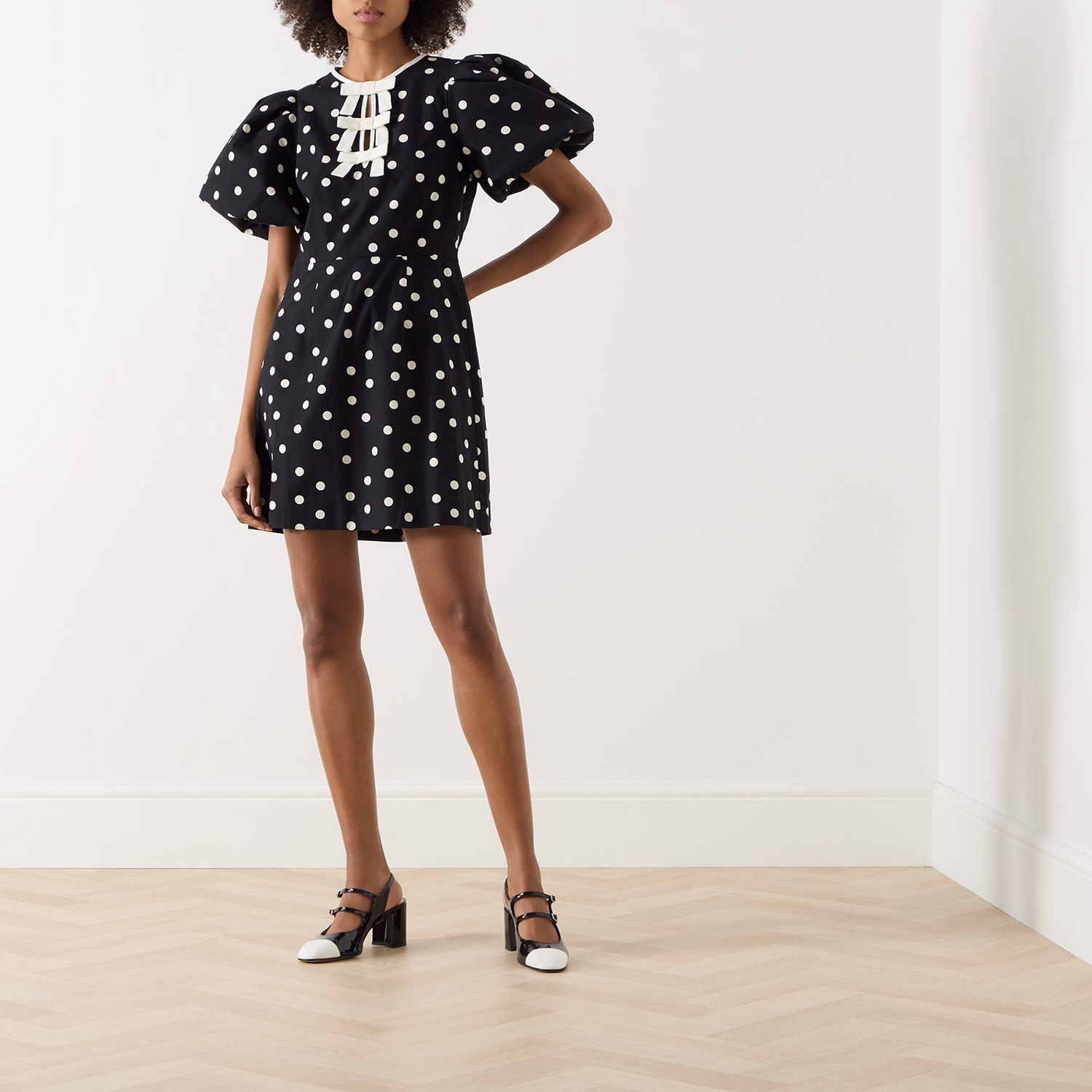 Iris Dotted Bow Mini Dress
