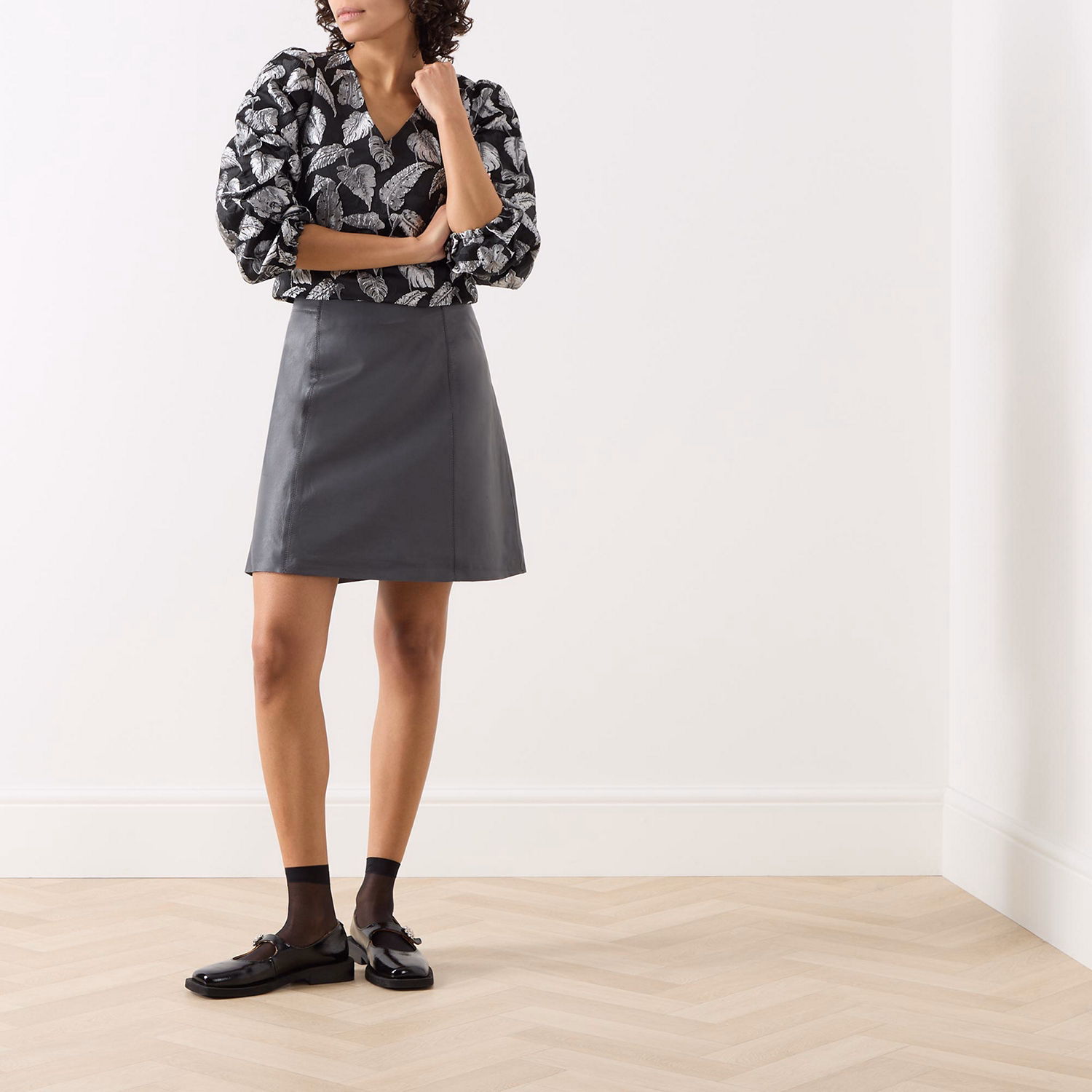 High-Rise Leather Mini Skirt