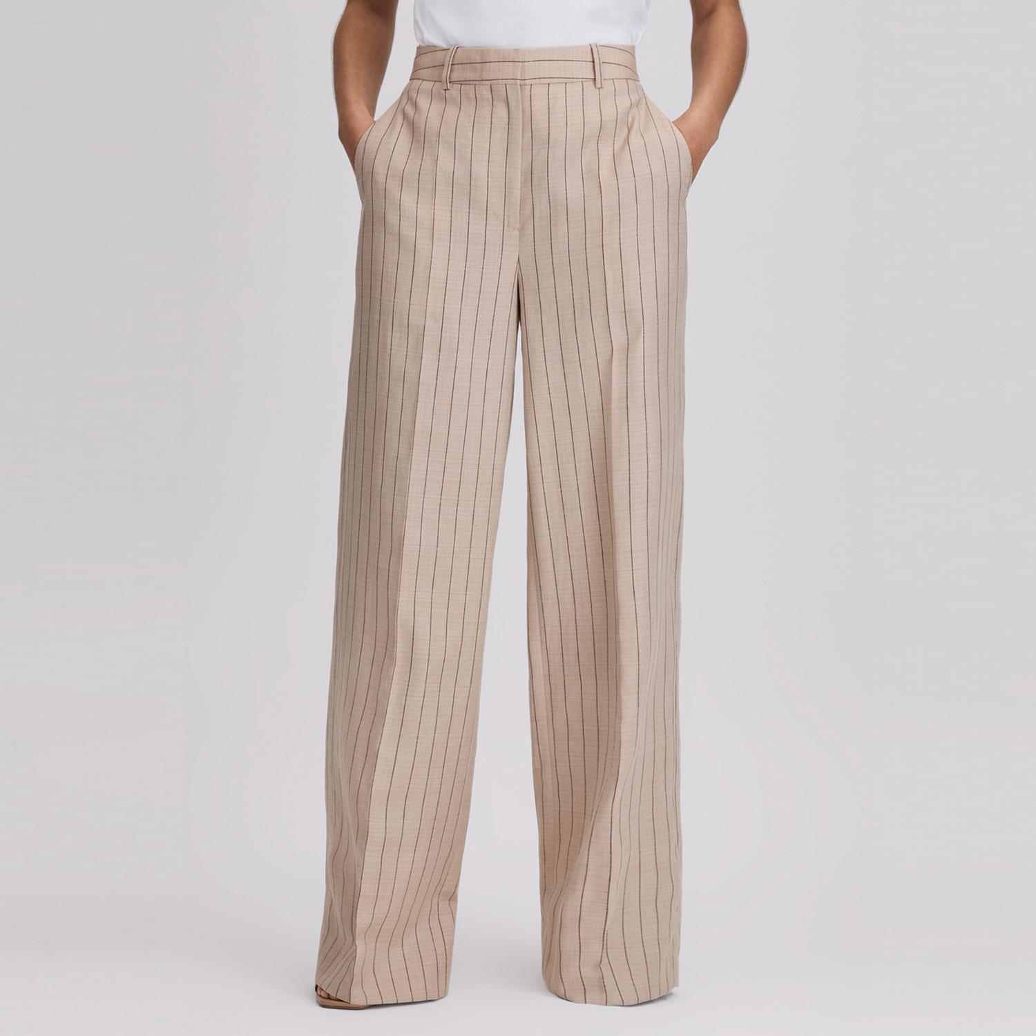 Odette Pinstripe High-Rise Wide-Leg Trousers