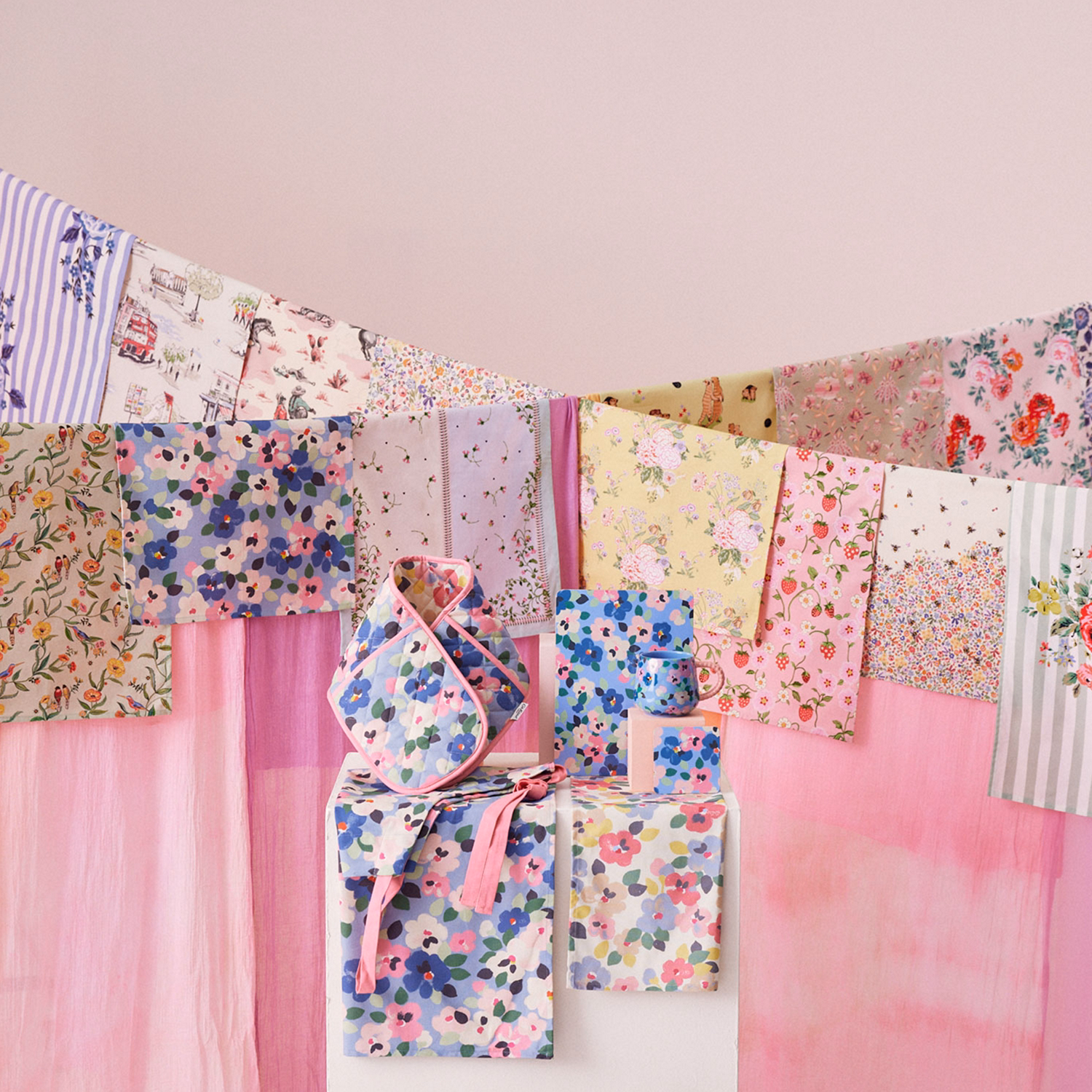 Set of Four Painted Pansies Blue Coasters