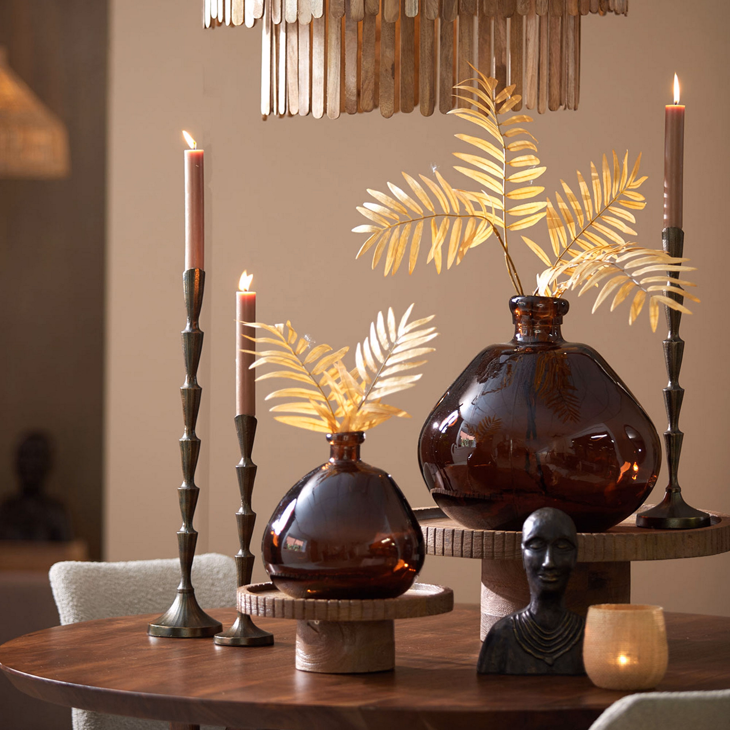 Selores Vase Shiny Glass + Dark Brown