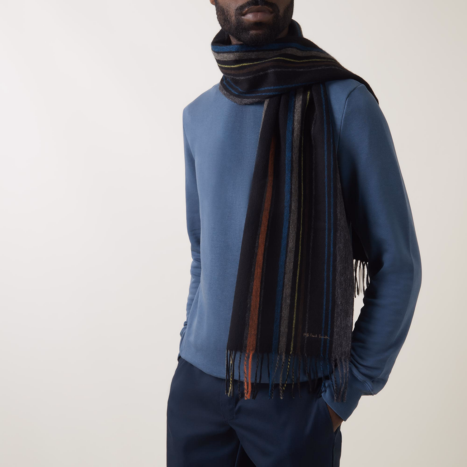 Trent Stripe Fringed Scarf