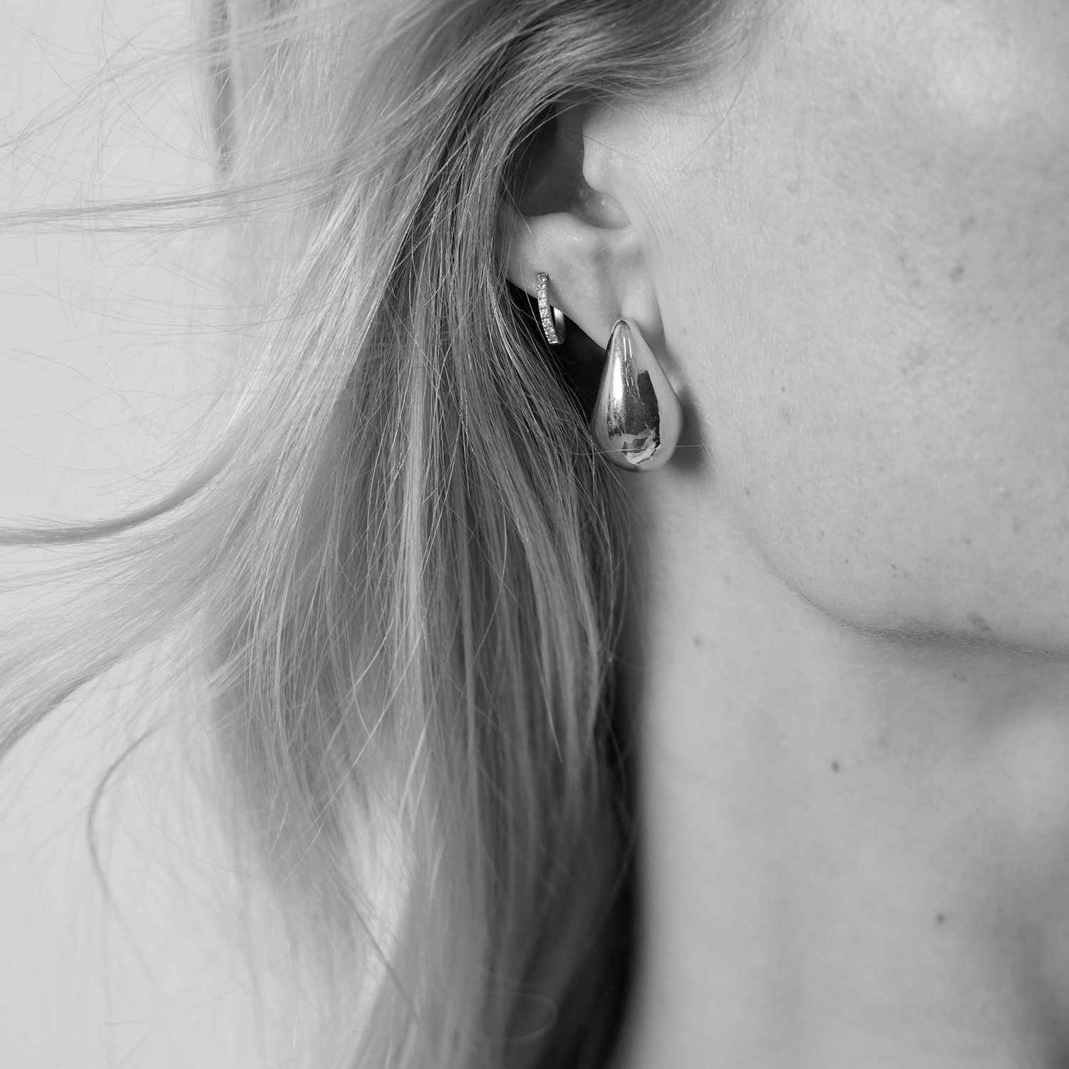 Silver-Tone Dome Drop Earrings