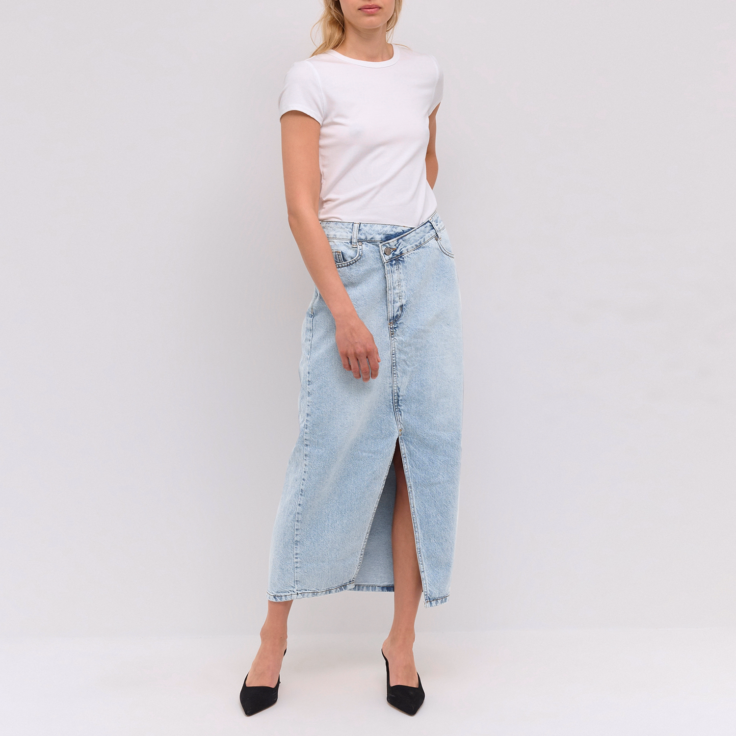 Louis High-Rise Denim Skirt