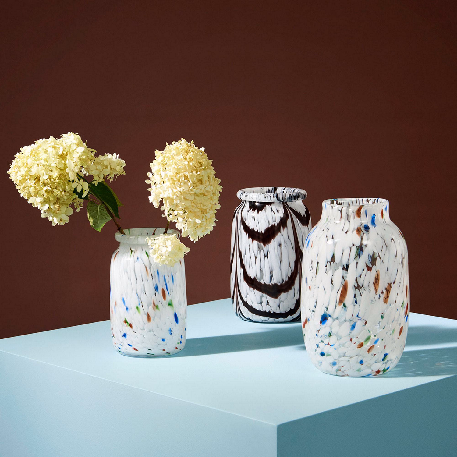 Splash Roll Neck Vase White Dot