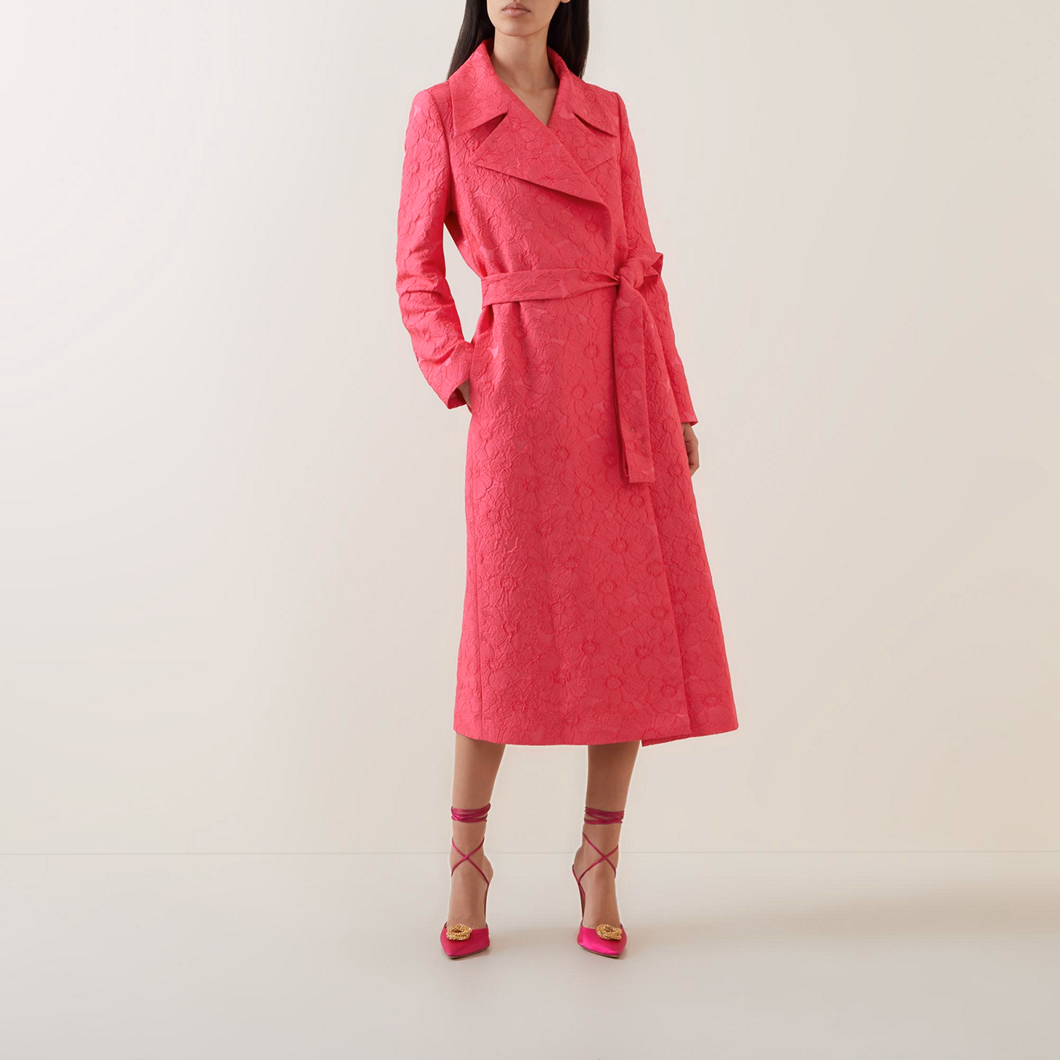 Jules Floral Jacquard Wrap Coat