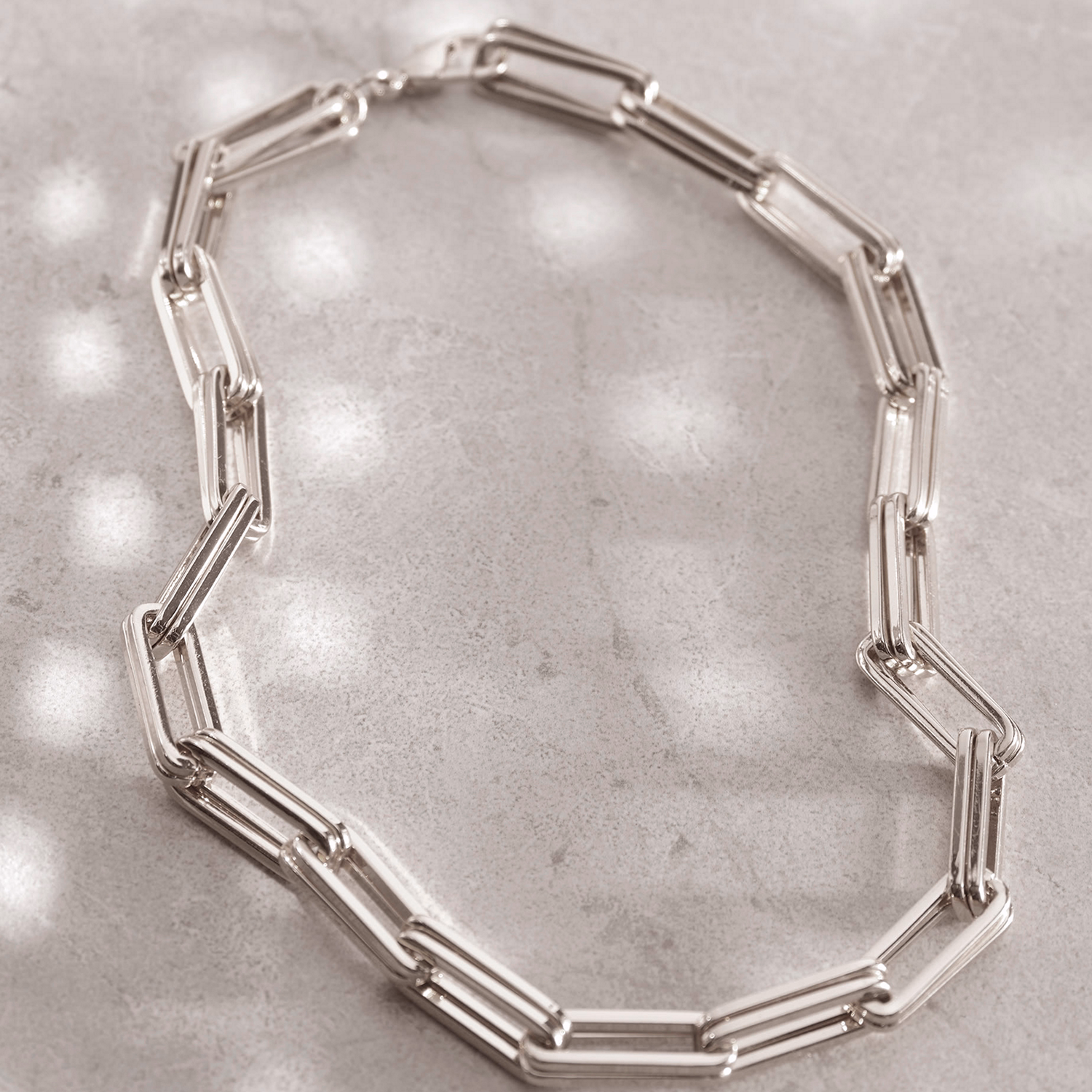 Silver-Tone Square Link Necklace