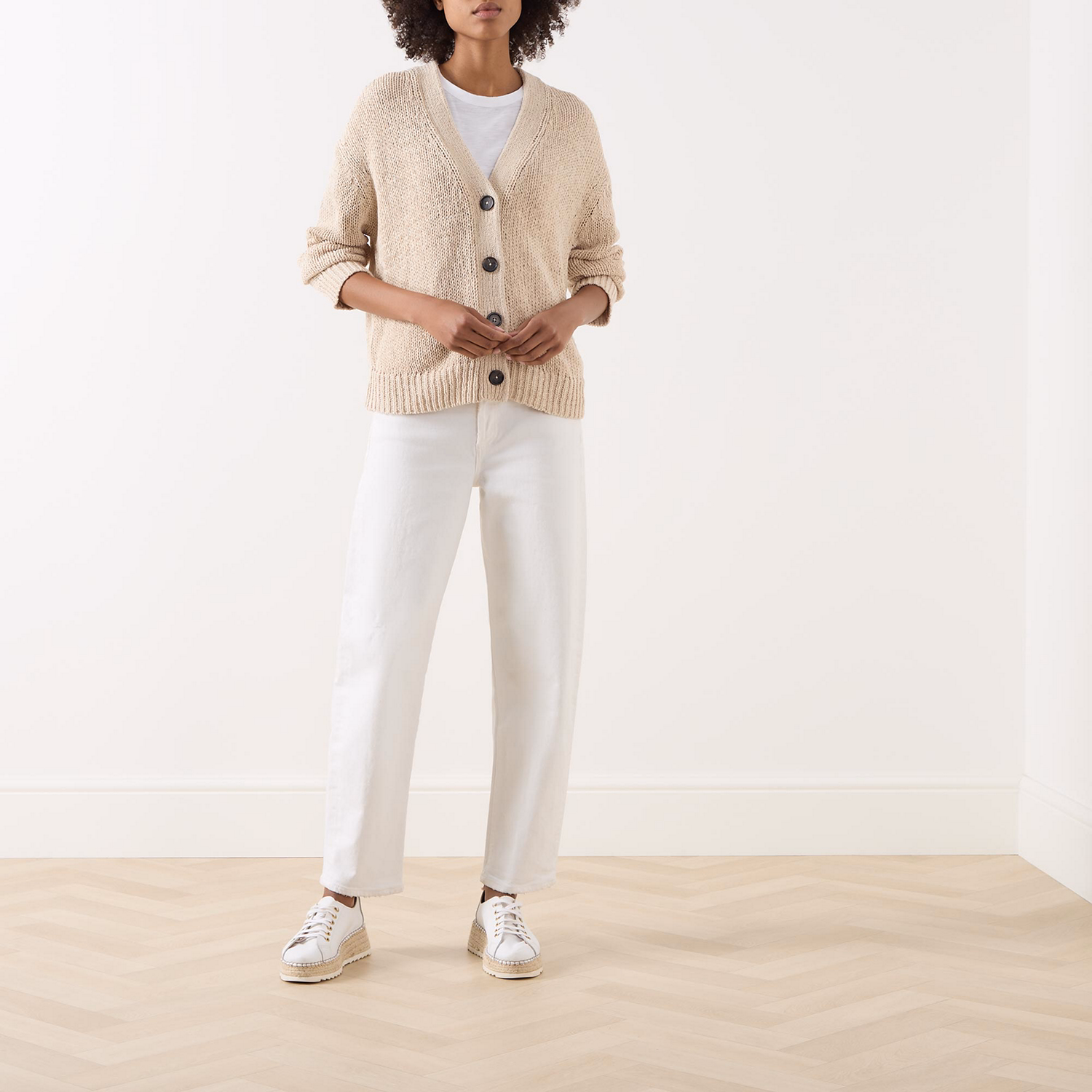 Loose-Fit Button-Down Cardigan