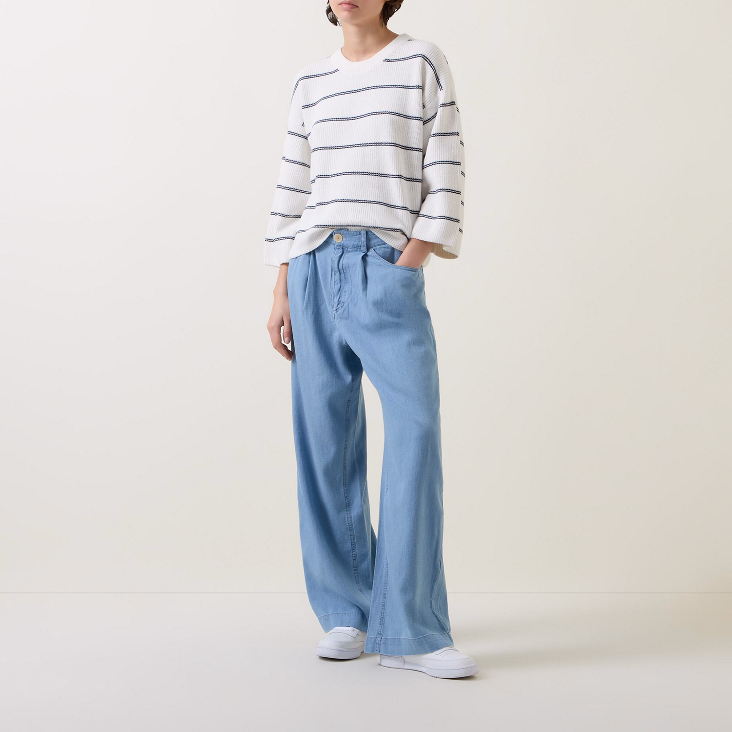 Elysia Striped Rib-Knit Sweater