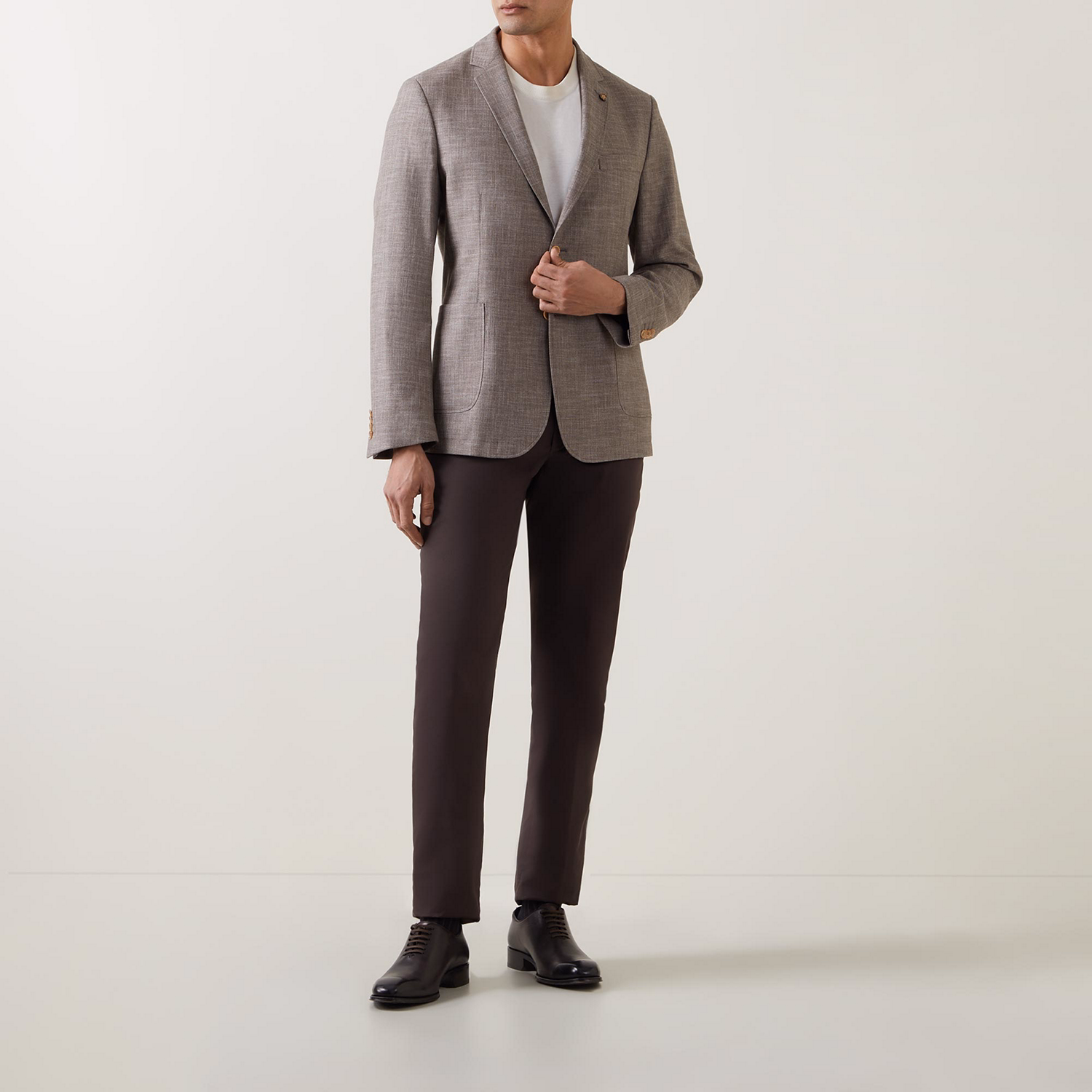 Tonal Check Single-Breasted Blazer