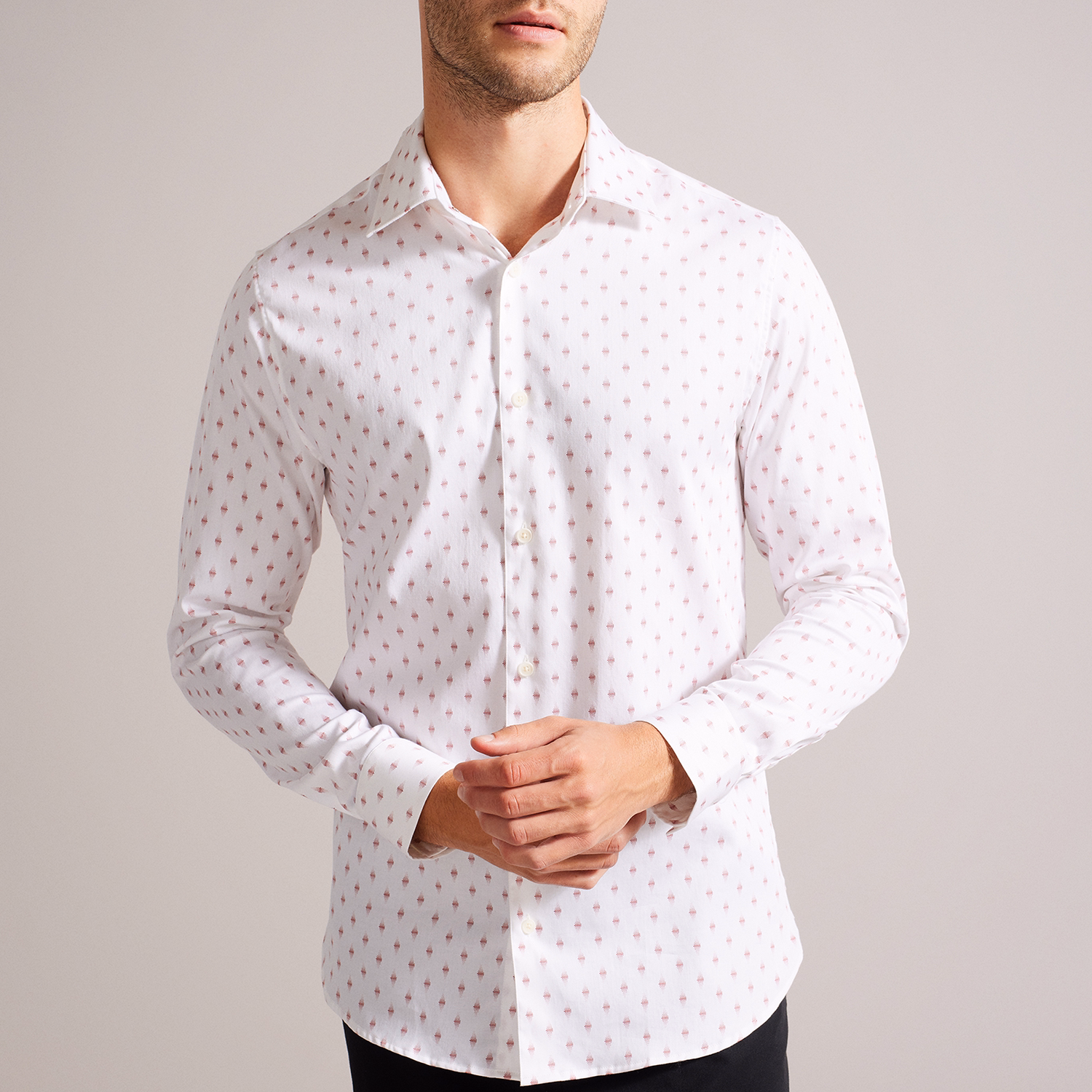 Ardea Long Sleeve Geometric Print Shirt