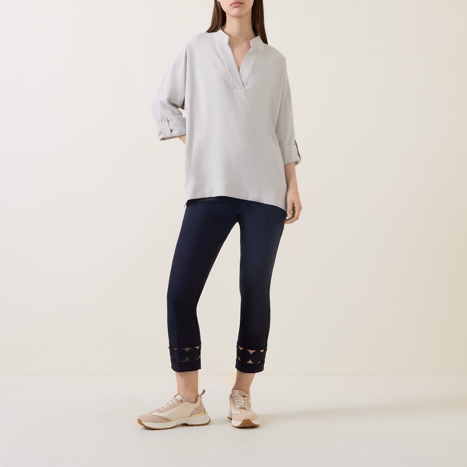 Cut-Out Detail Cropped Trousers