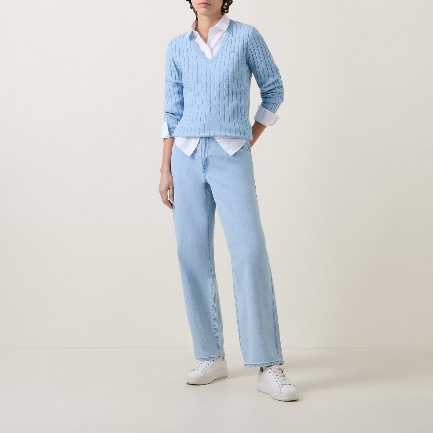 Shield Logo Cable Knit Sweater