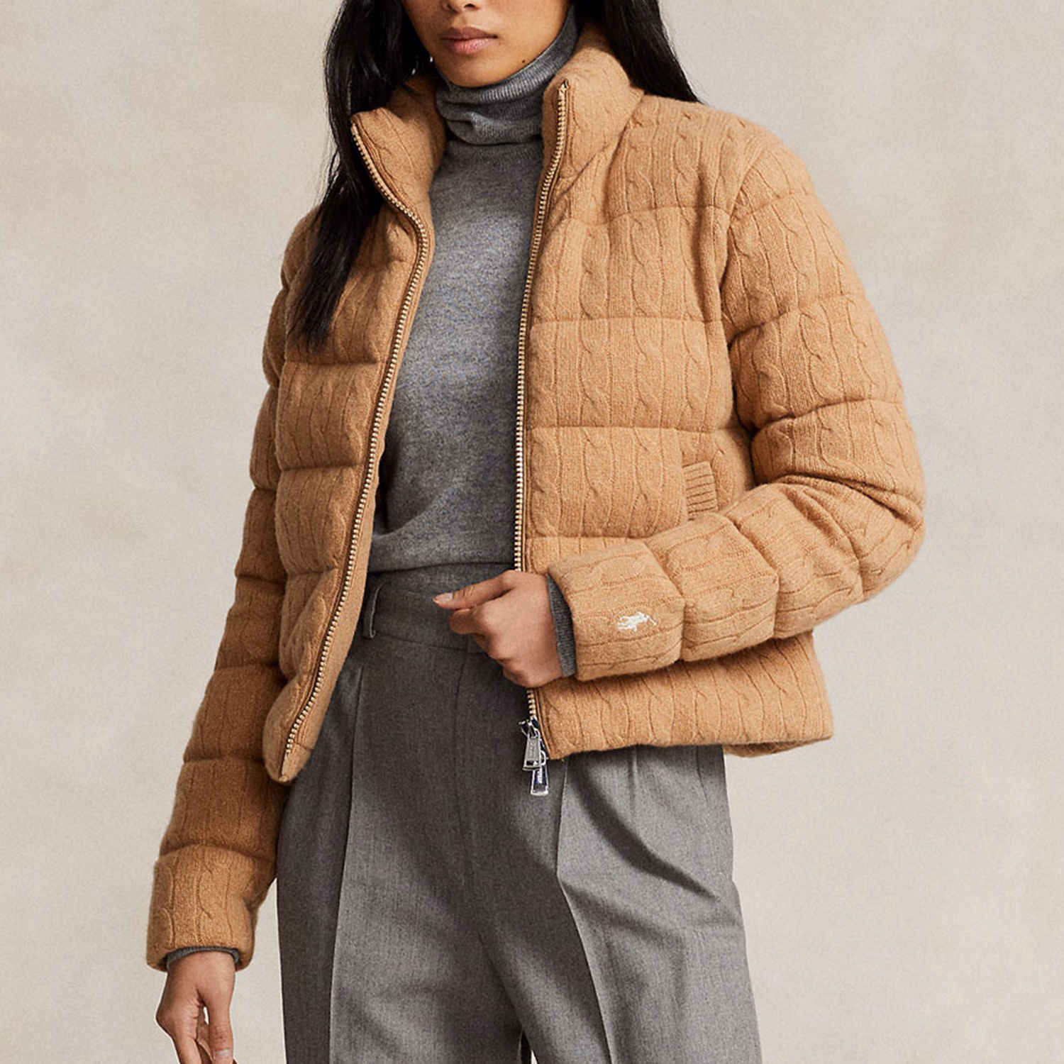 Padded Cable Knit Jacket