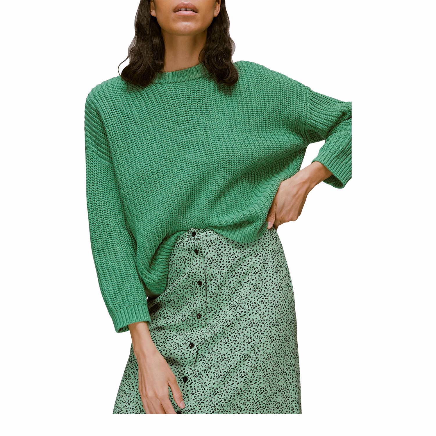 Ink Leopard Button Front Skirt