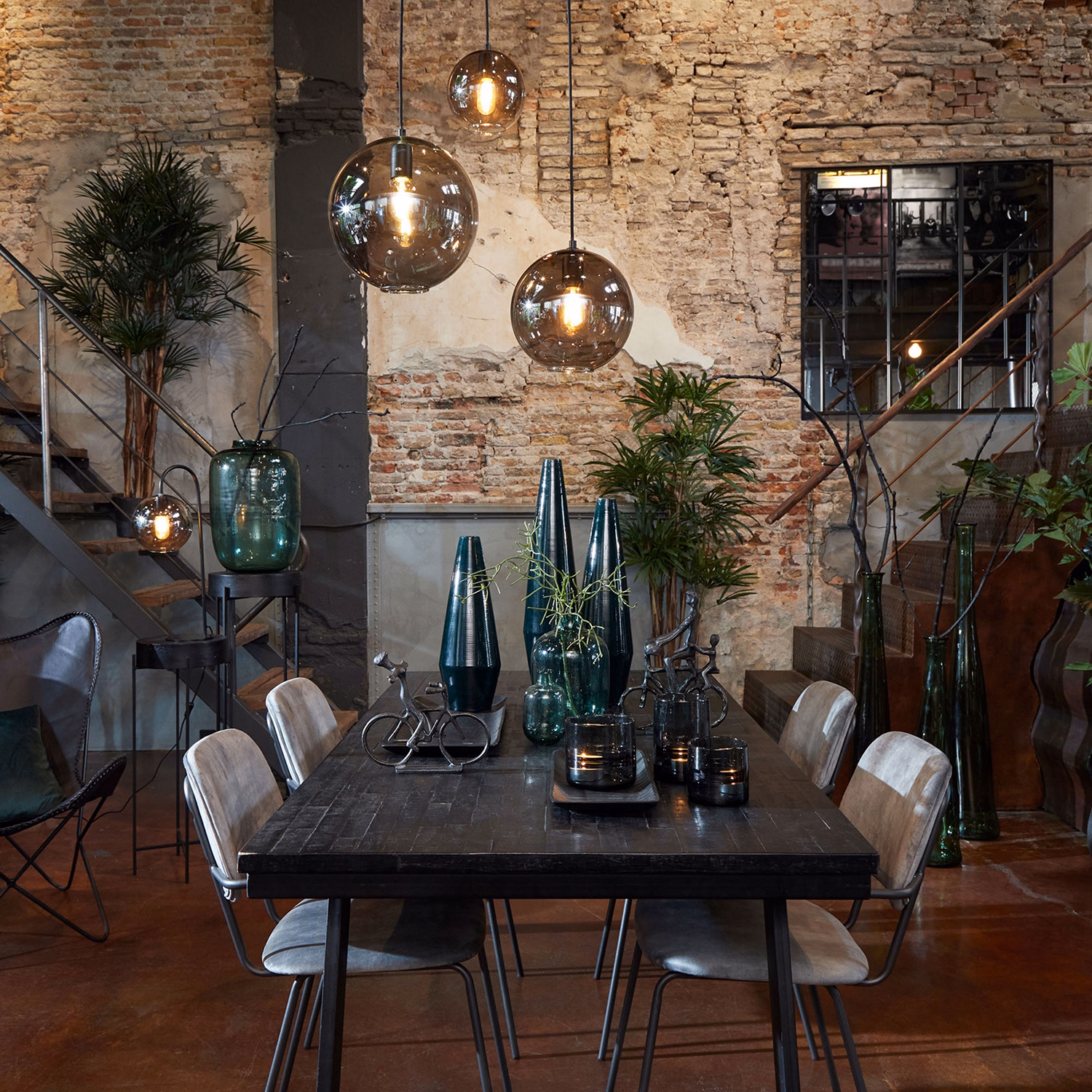 Subar Hanging Lamp Matte Black and Smoked Glass