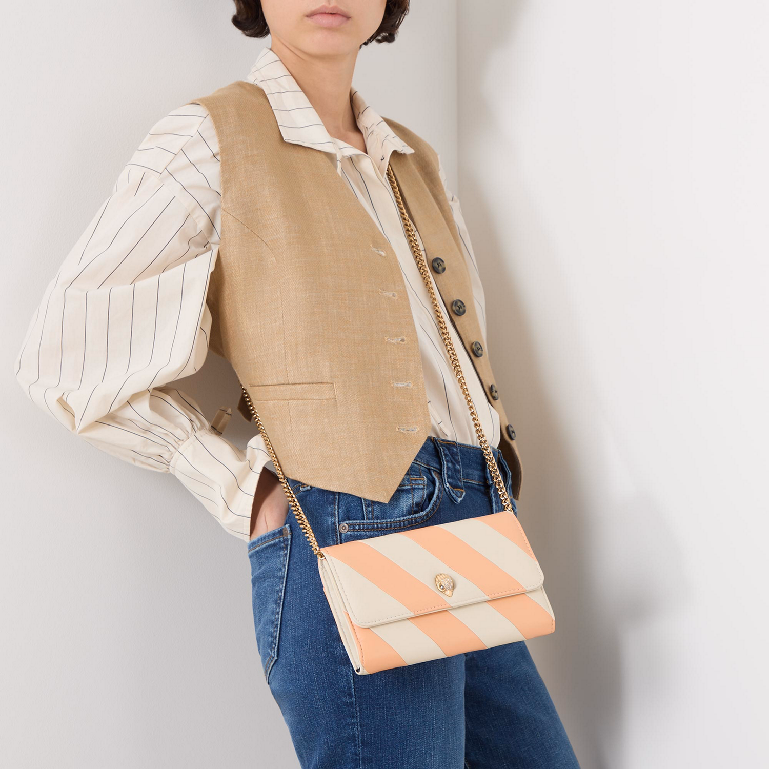 Kensington Mini Striped Wallet Chain Clutch