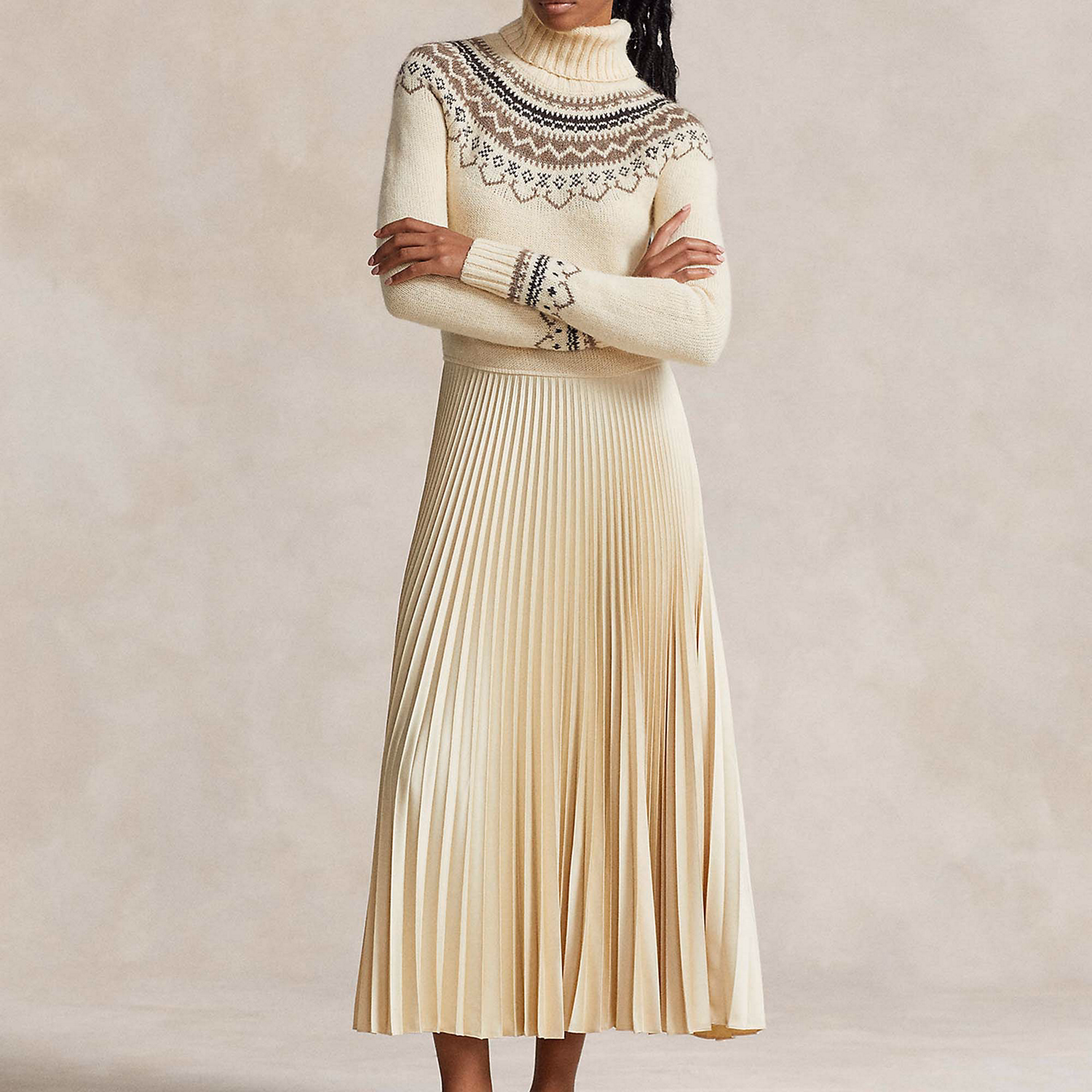 Fairisle Turtleneck Knitted Dress