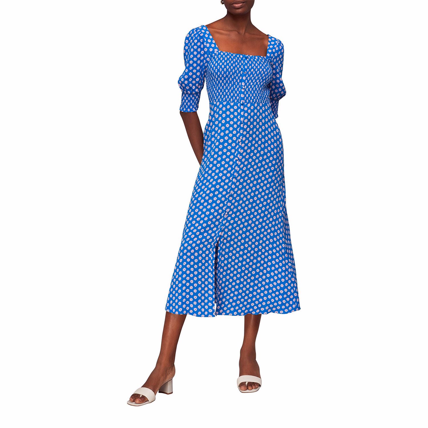 Sunburst Floral Shirred Dress