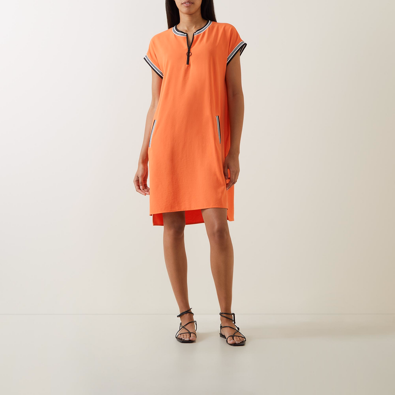 Stripe Trim Shift Dress