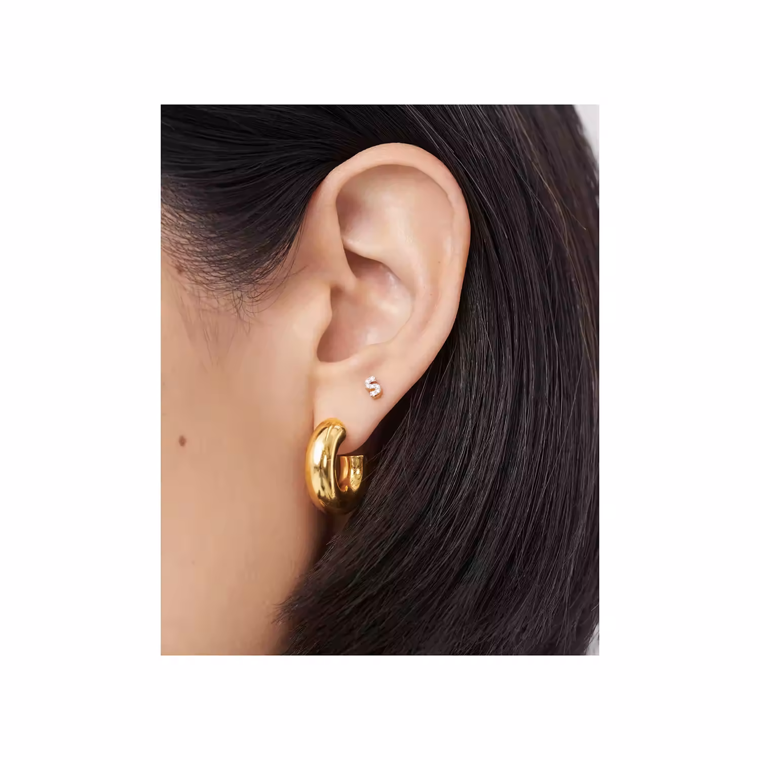 Pavé Gold Plated Initial Stud Earring S