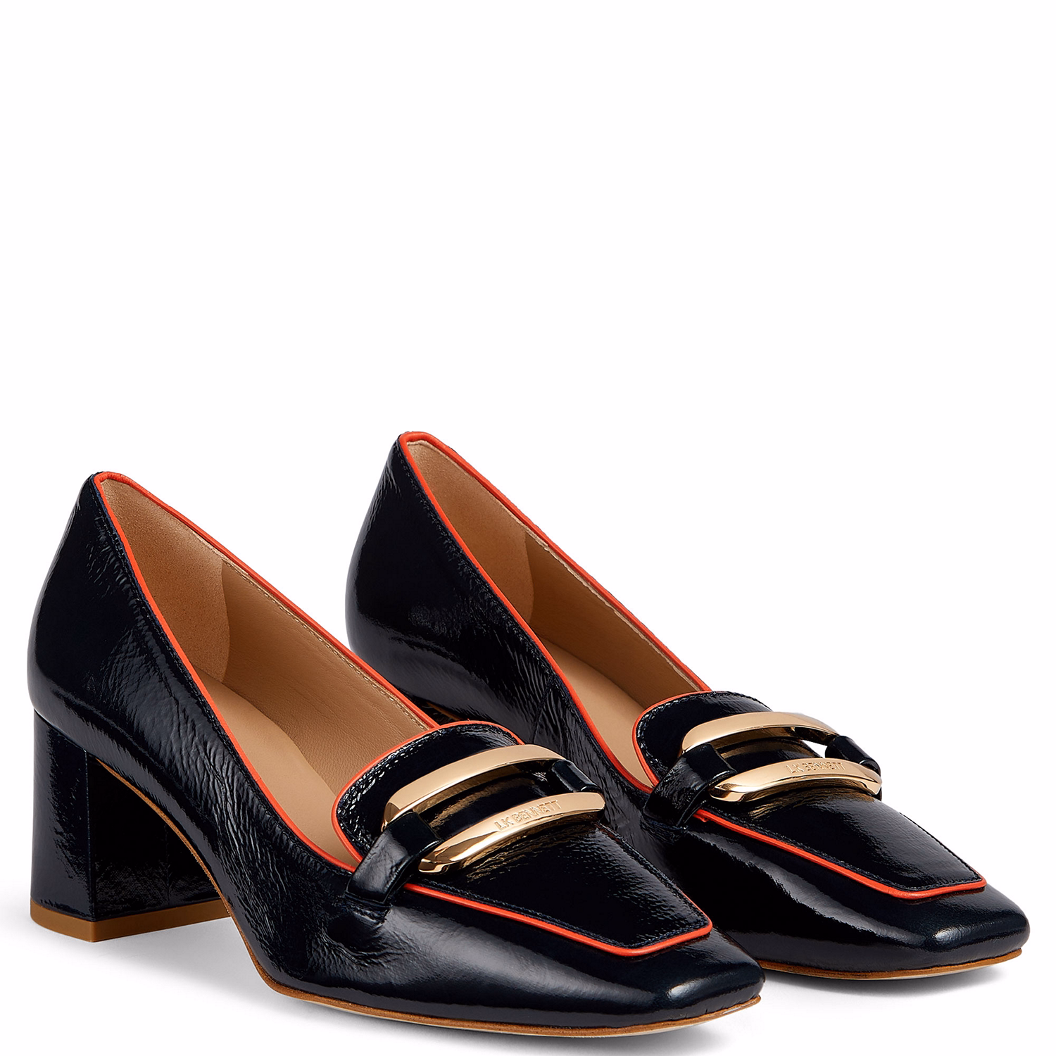 Susanna Crinkle Patent Leather Block Heels