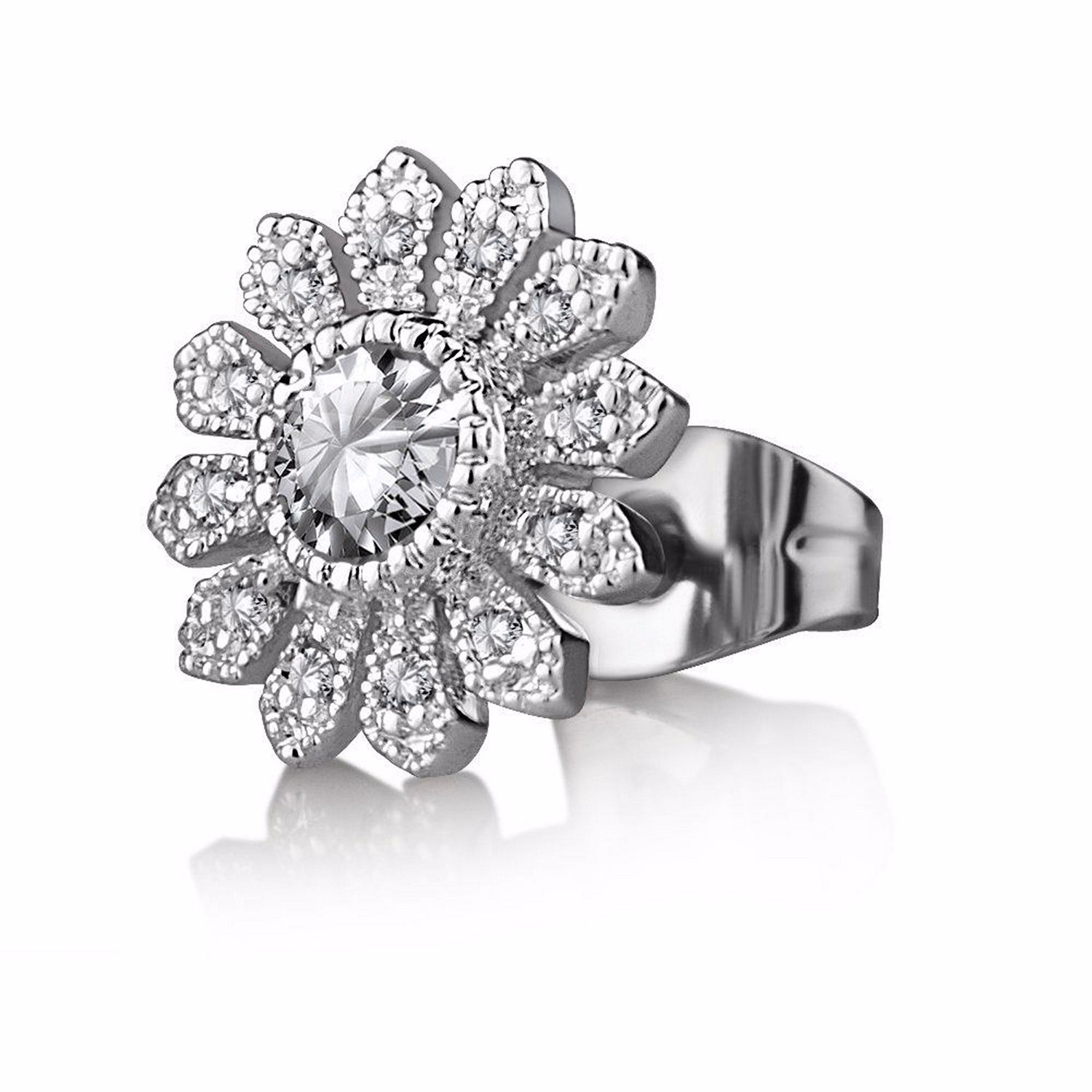 Clear Stone Flower Earrings