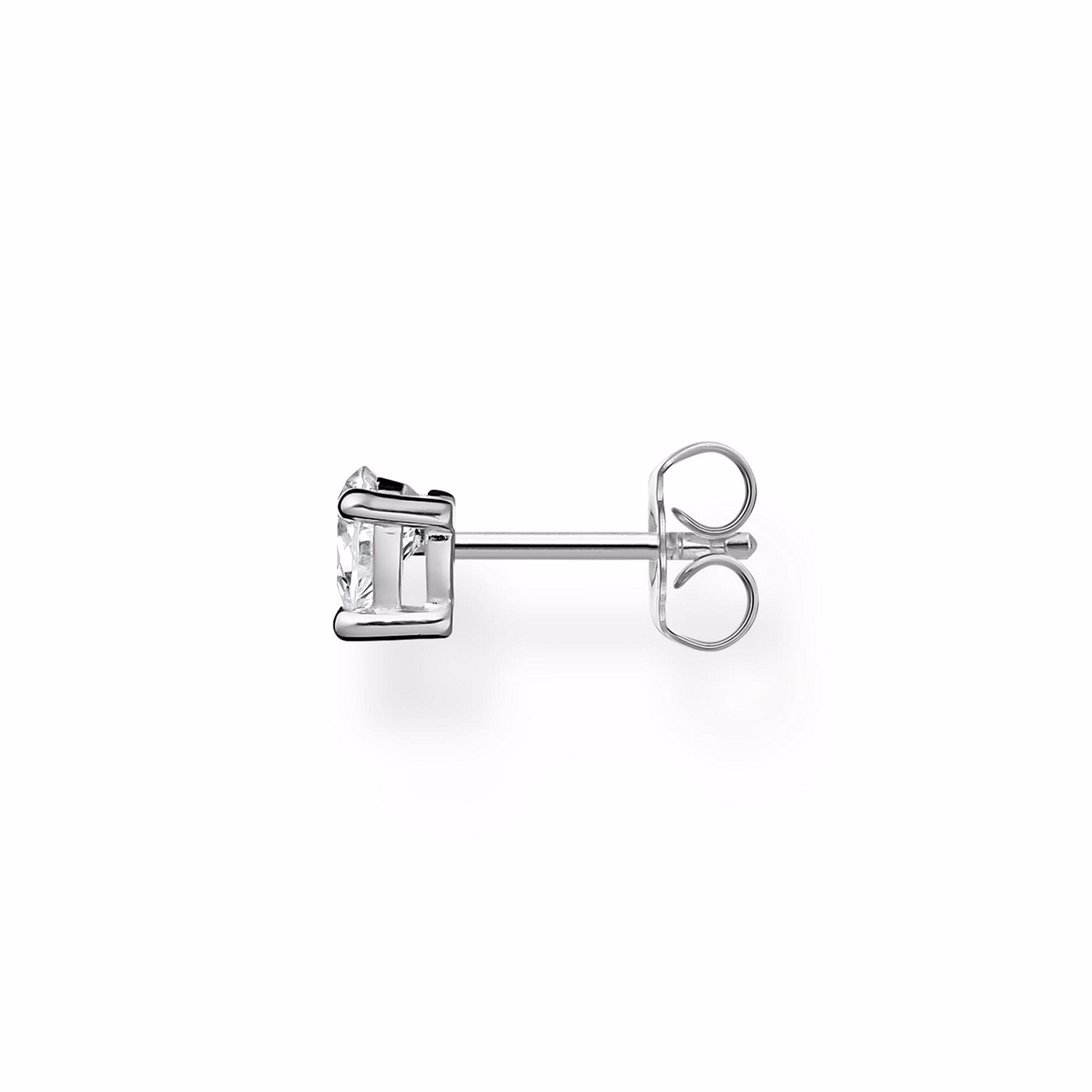 Silver Single Heart Ear Stud